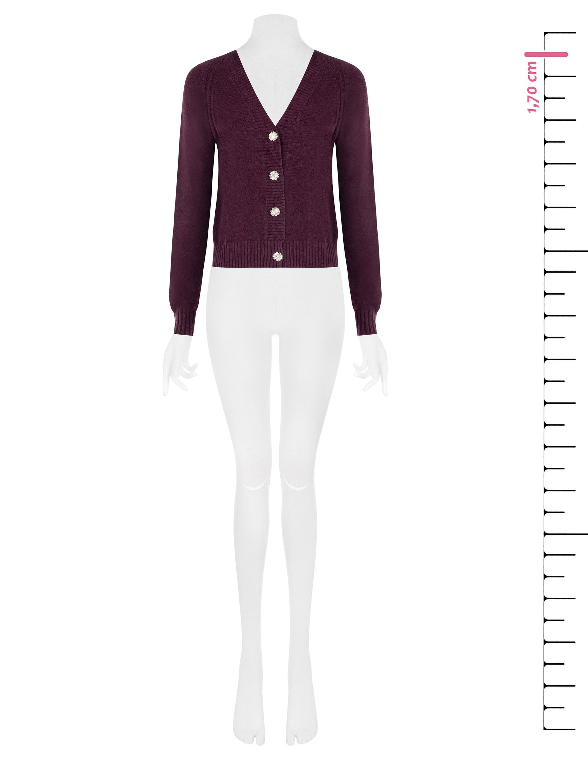 Maglione Cardigan con Scollo a V e Bottoni Gioiello Rinascimento