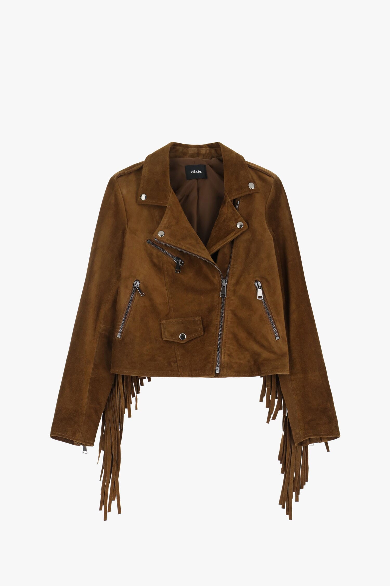 Dixie Leather Jacket With Fringes And Zip