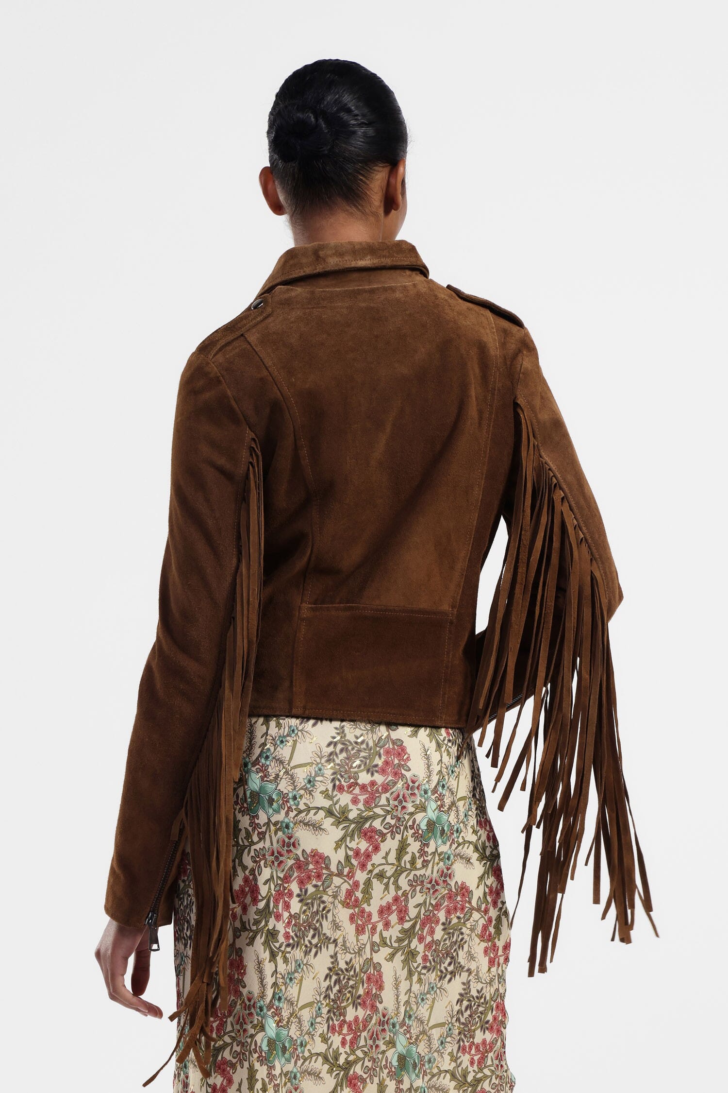 Dixie Leather Jacket With Fringes And Zip