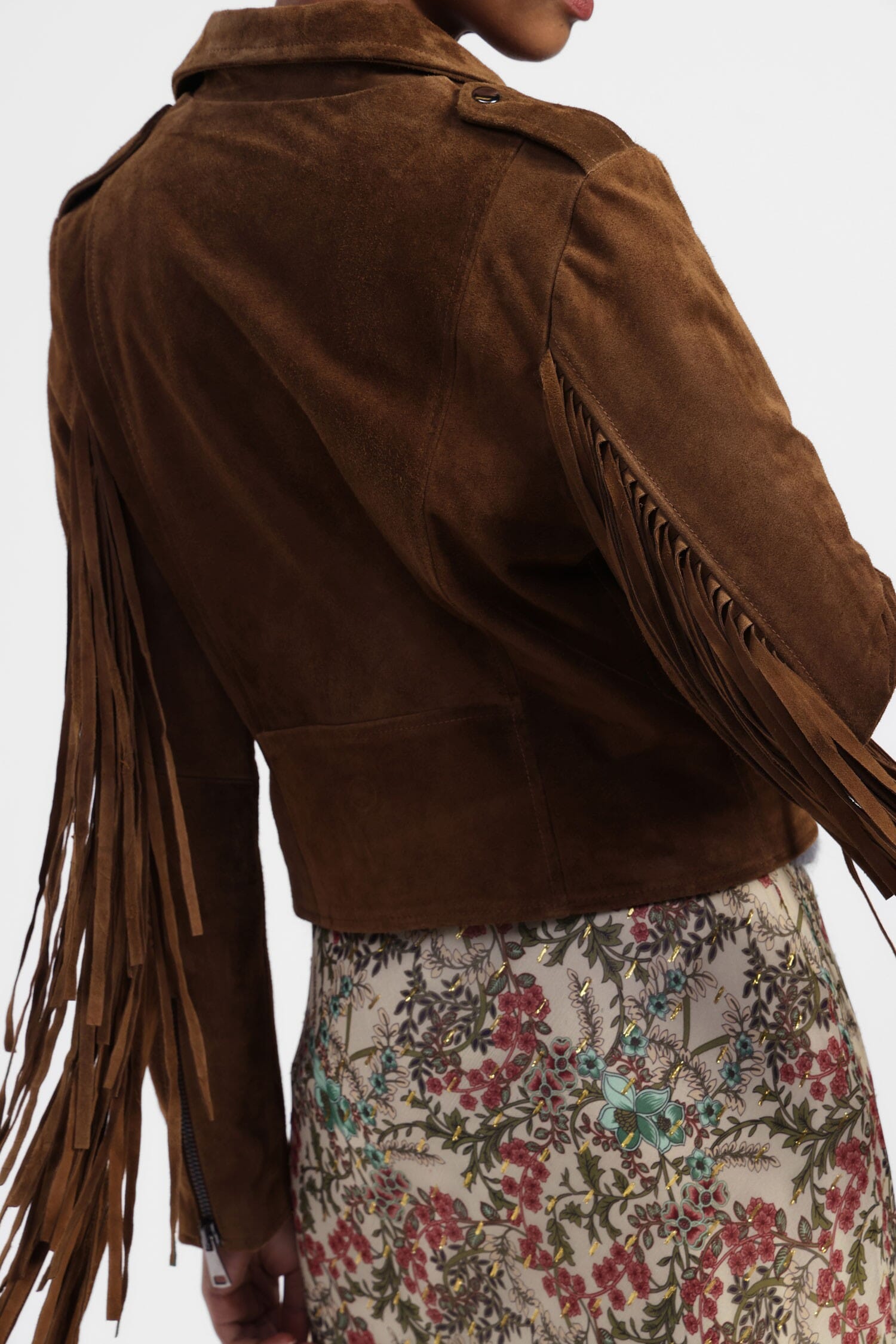 Dixie Leather Jacket With Fringes And Zip