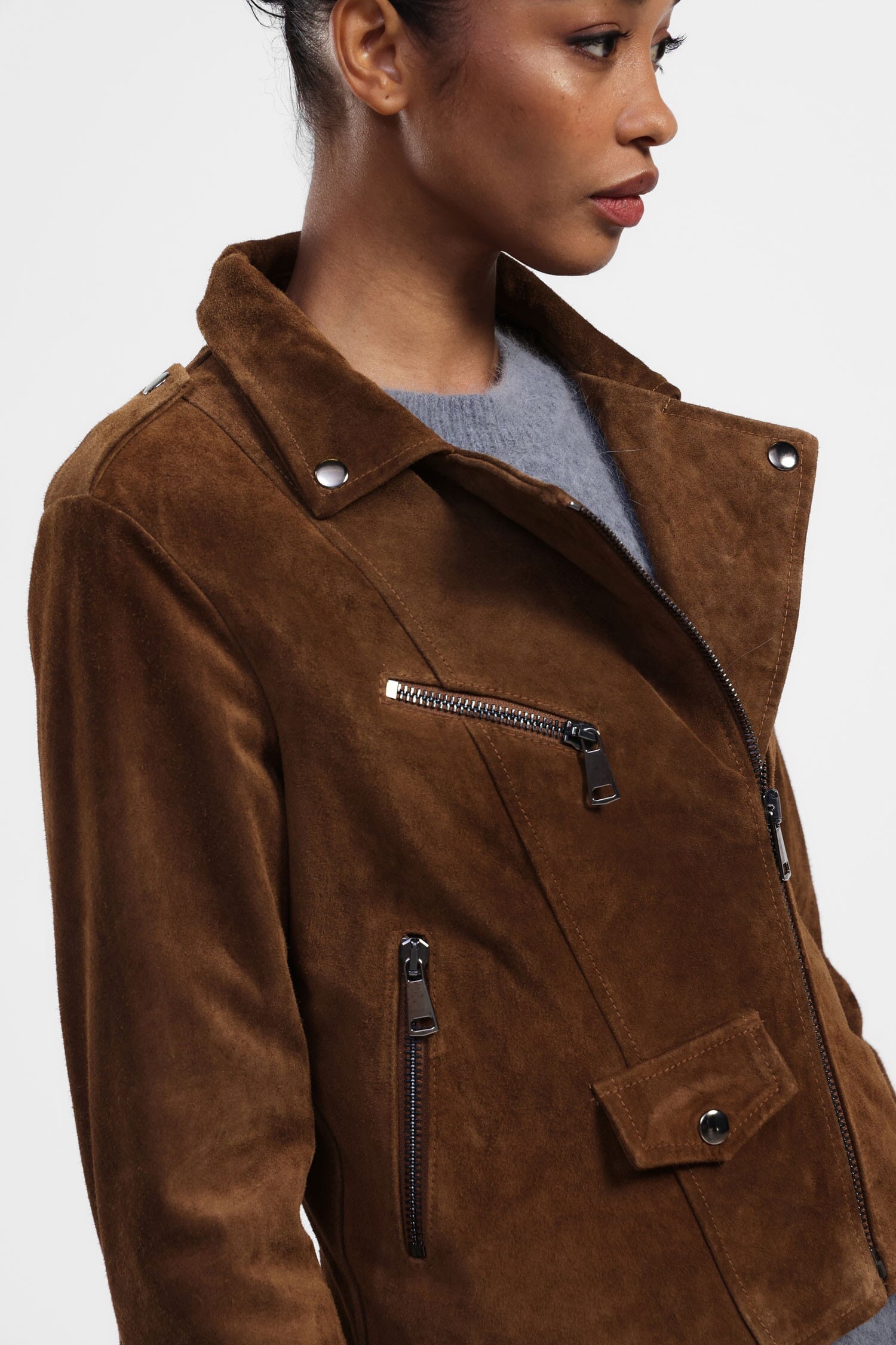 Dixie Leather Jacket With Fringes And Zip