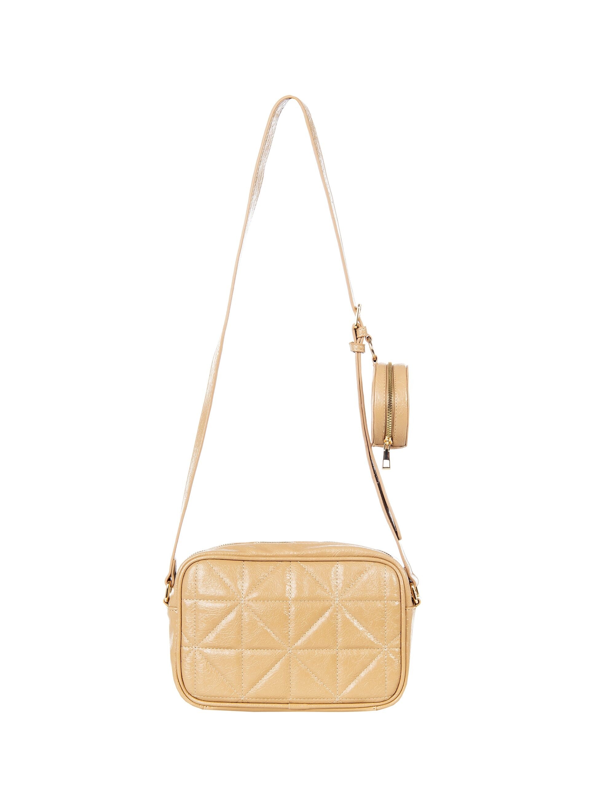 Borsa Crossbody In Similpelle Craquelé Trapuntata Con Borsellino Rinascimento