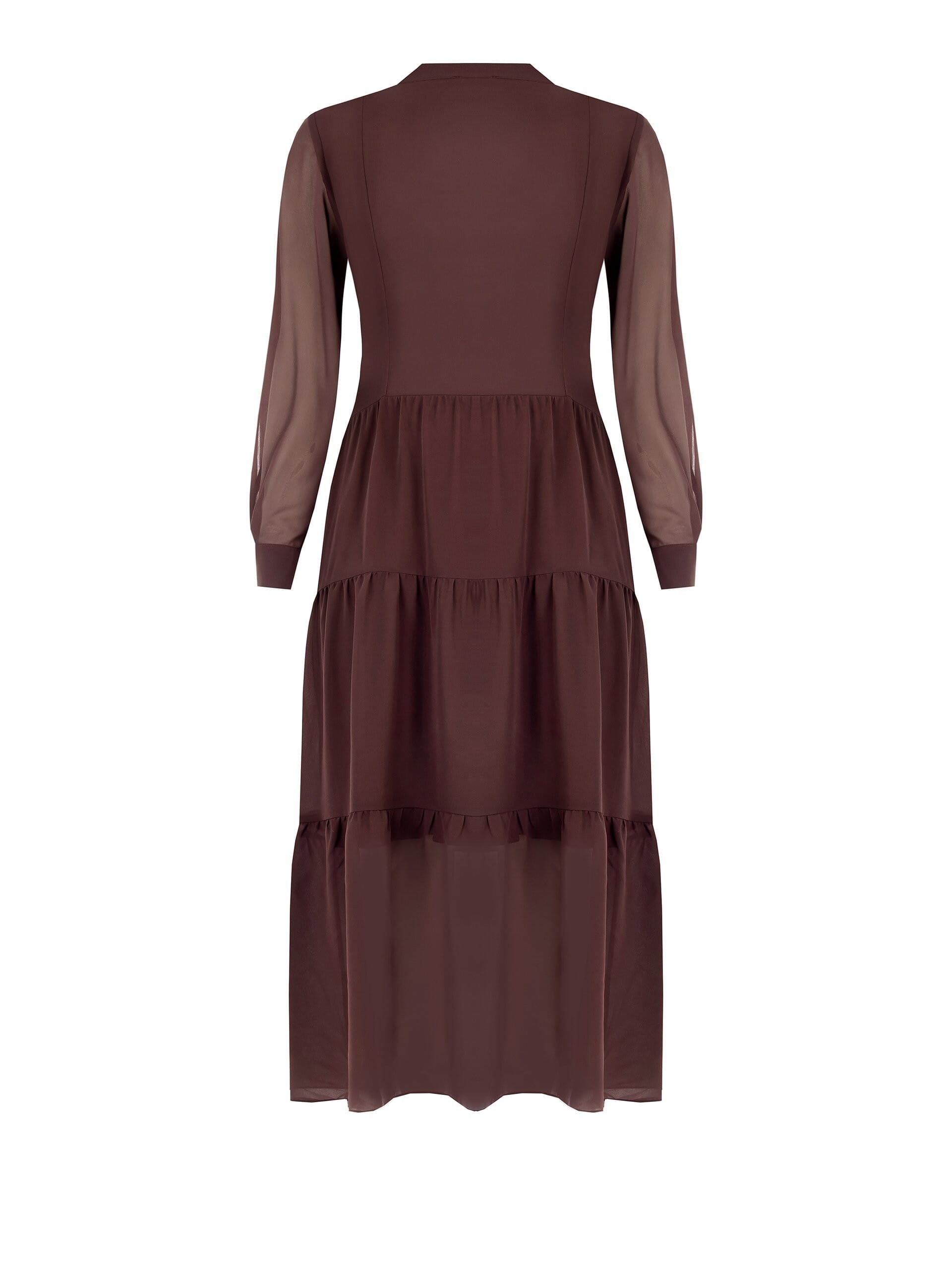 Abito Lungo Curvy A Balze In Georgette Con Catena E Ciondoli Rinascimento Curvy