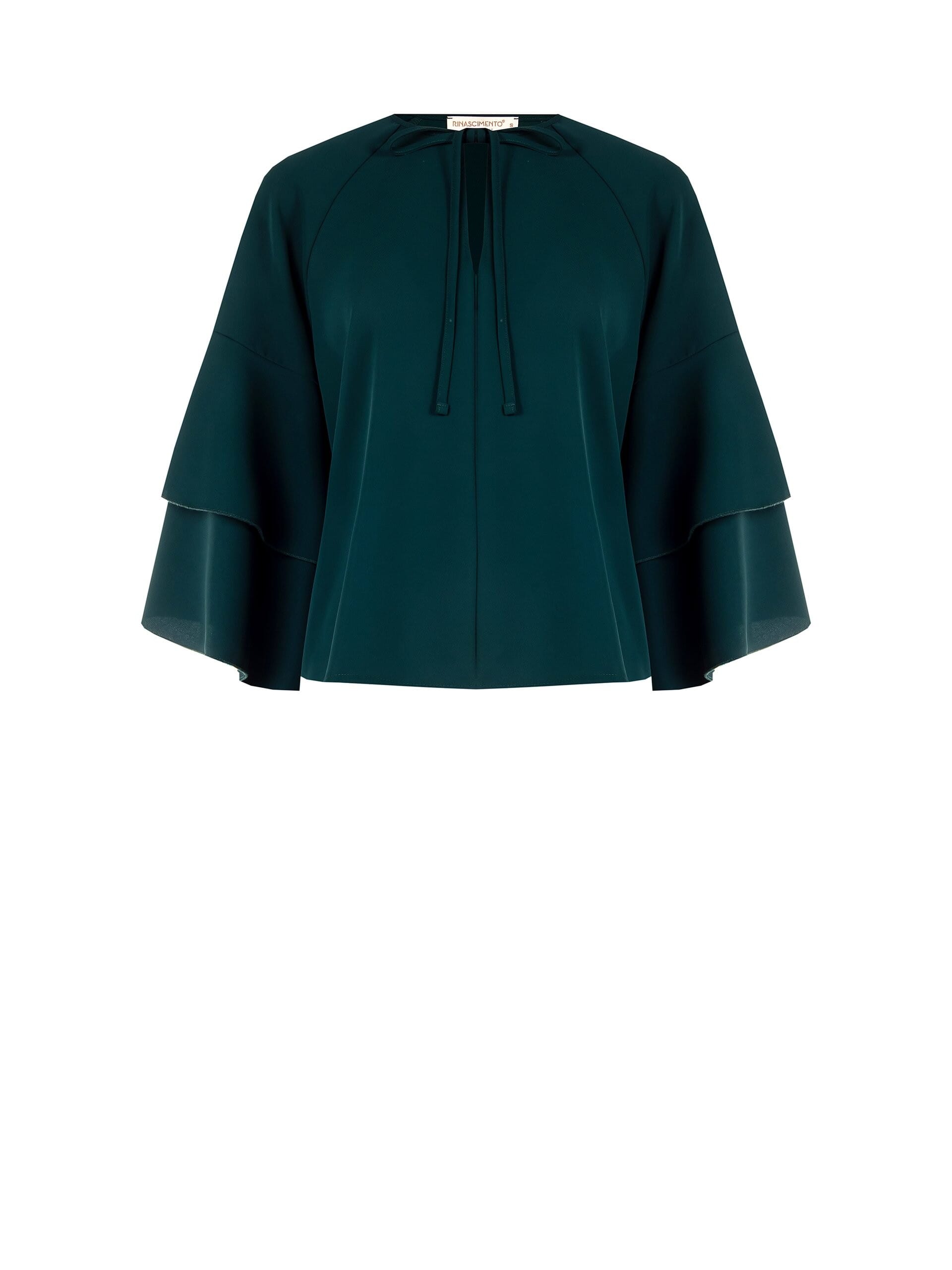 Blusa Ampia In Tessuto Fluido Con Maxi Maniche A Balze Rinascimento