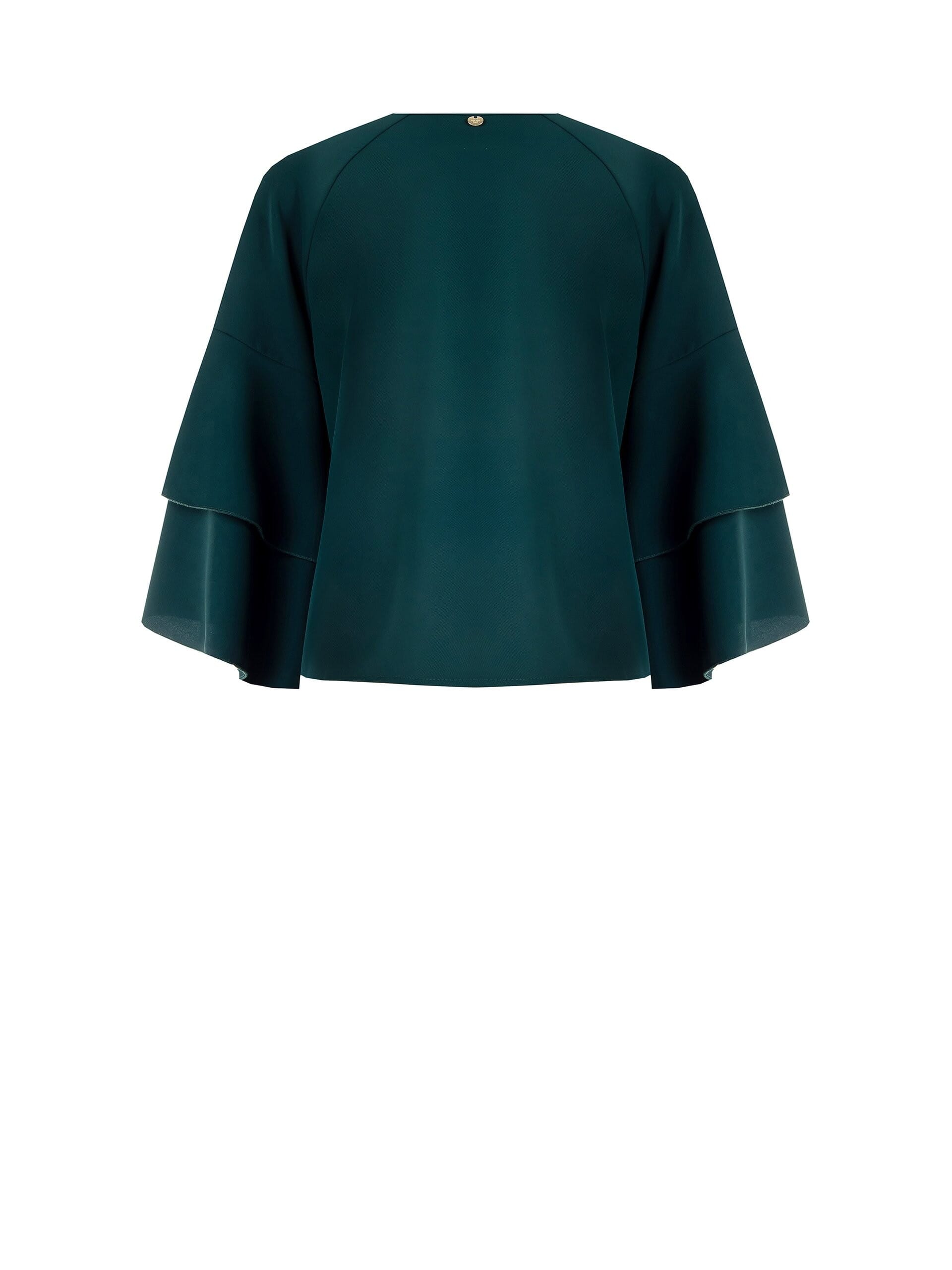 Blusa Ampia In Tessuto Fluido Con Maxi Maniche A Balze Rinascimento