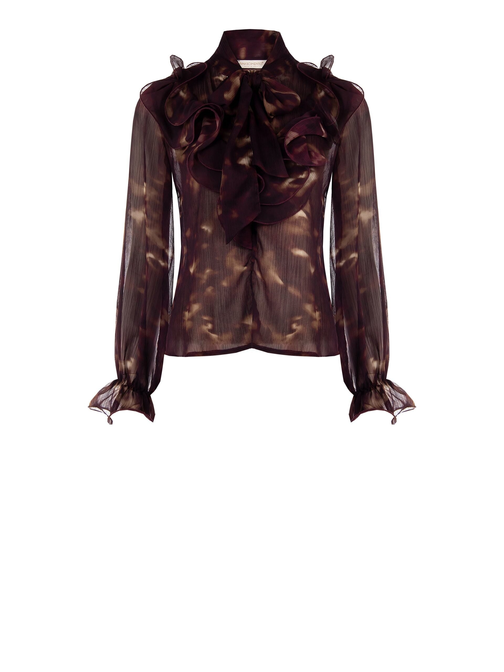 Blusa Sfiancata In Creponne Con Fiocco E Maxi Ruches Rinascimento