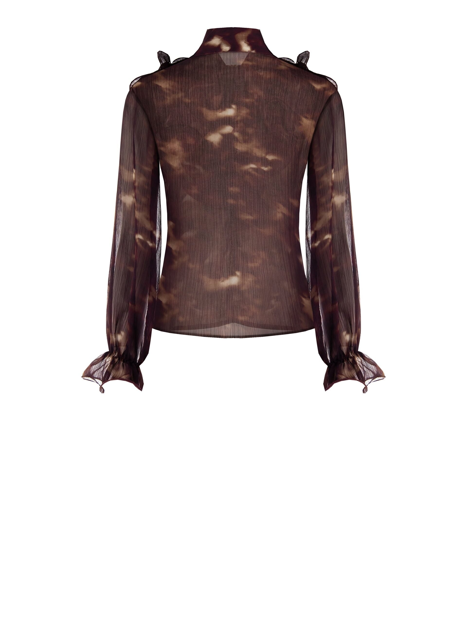 Blusa Sfiancata In Creponne Con Fiocco E Maxi Ruches Rinascimento