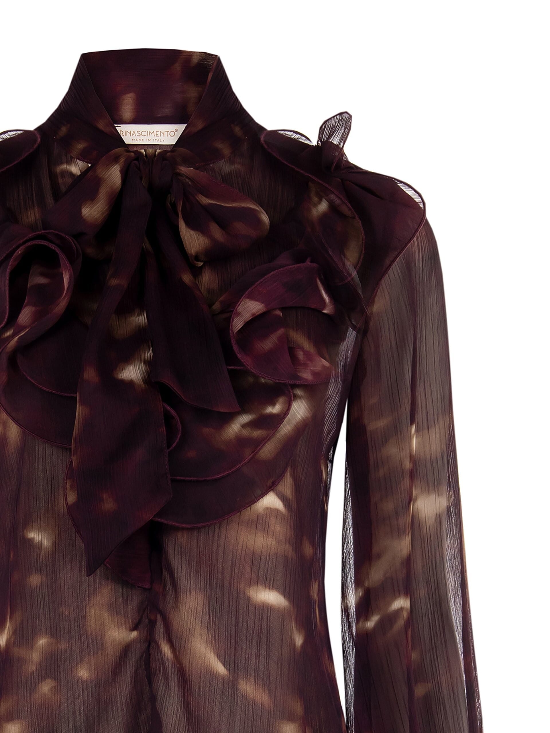 Blusa Sfiancata In Creponne Con Fiocco E Maxi Ruches Rinascimento