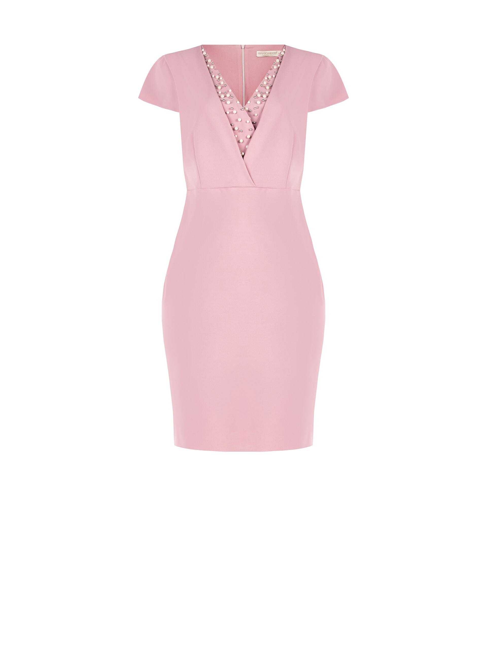 Abito A Tubino Curvy In Scuba Crepe Con Scollo A V E Perle Rinascimento Curvy