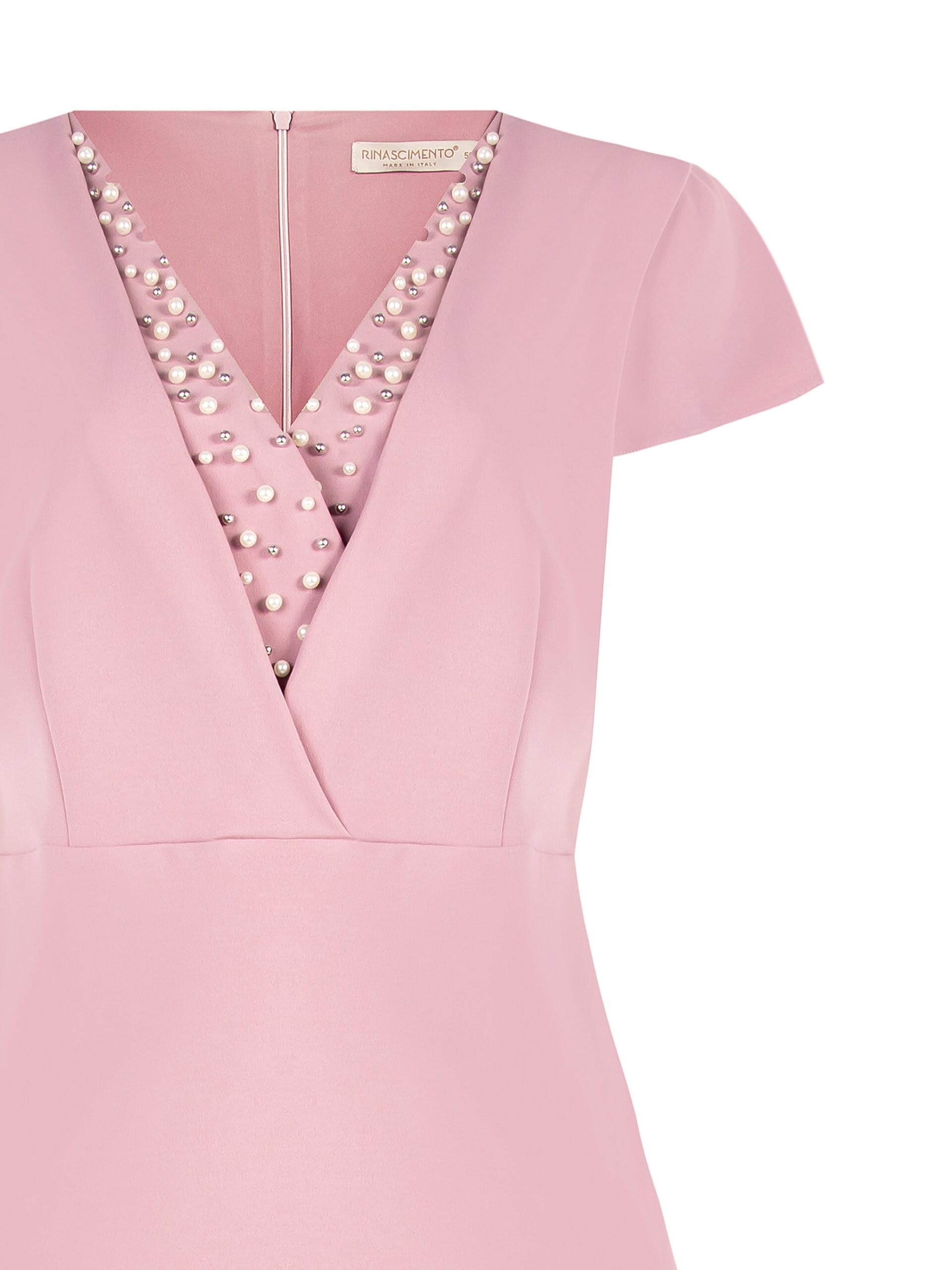 Abito A Tubino Curvy In Scuba Crepe Con Scollo A V E Perle Rinascimento Curvy