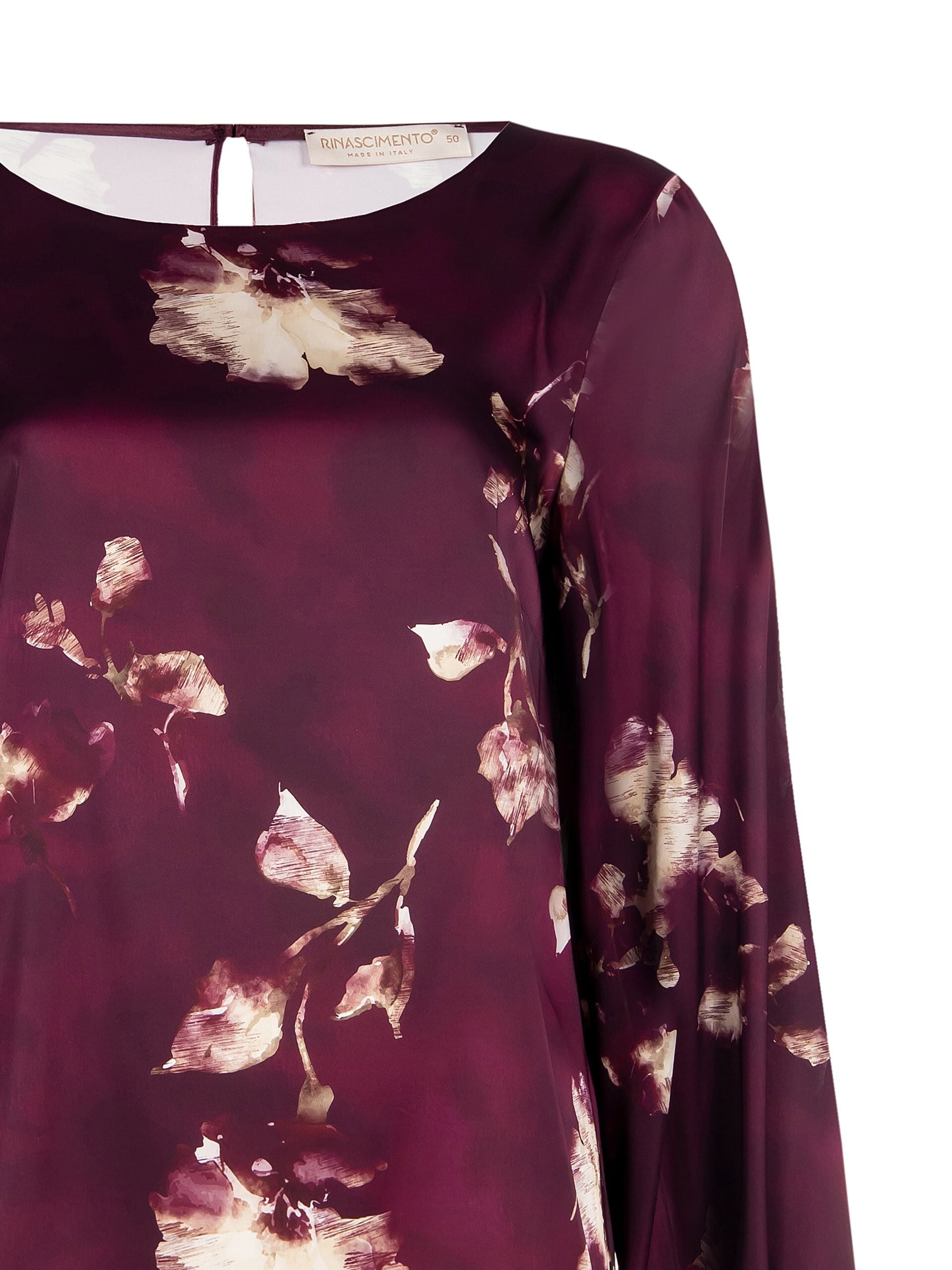 Blusa Curvy Ampia E Fluida In Raso A Fiori Maxi Rinascimento Curvy