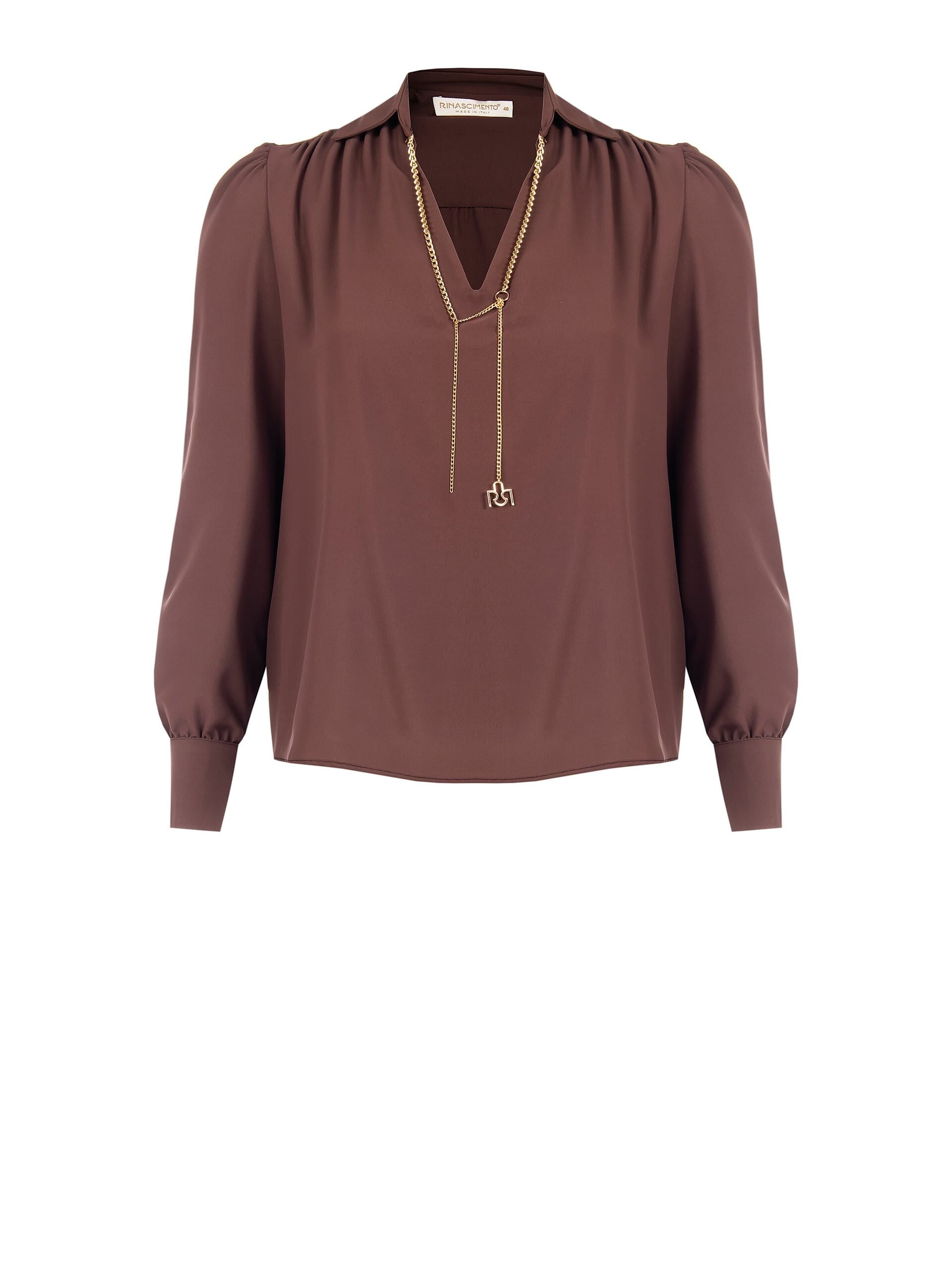 Chemise Curvy en satin avec col en V et détails en chaîne Rinascimento Curvy