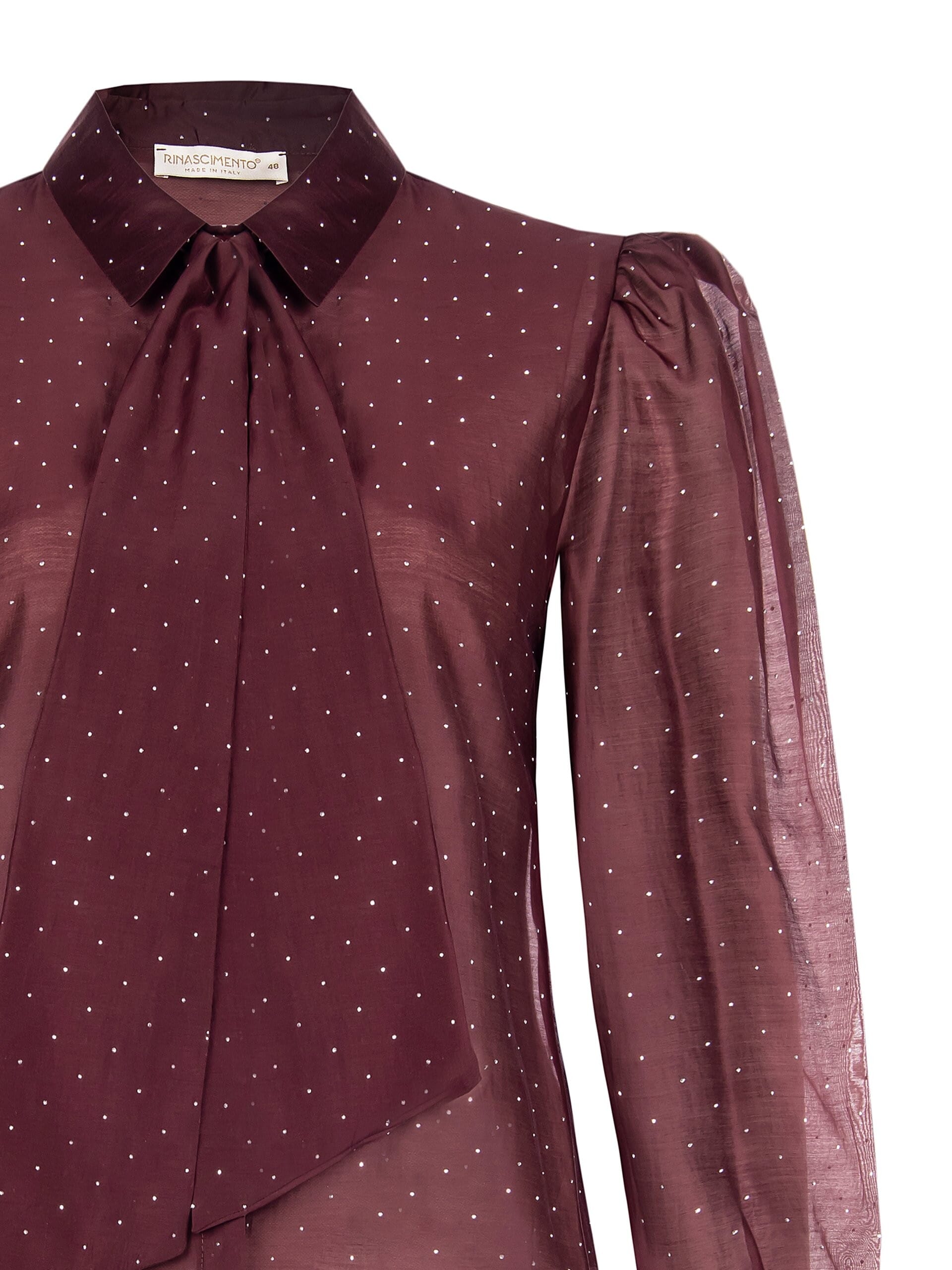 Camicia Curvy Ampia In Tessuto Semitrasparente Ricoperto Di Strass Rinascimento Curvy