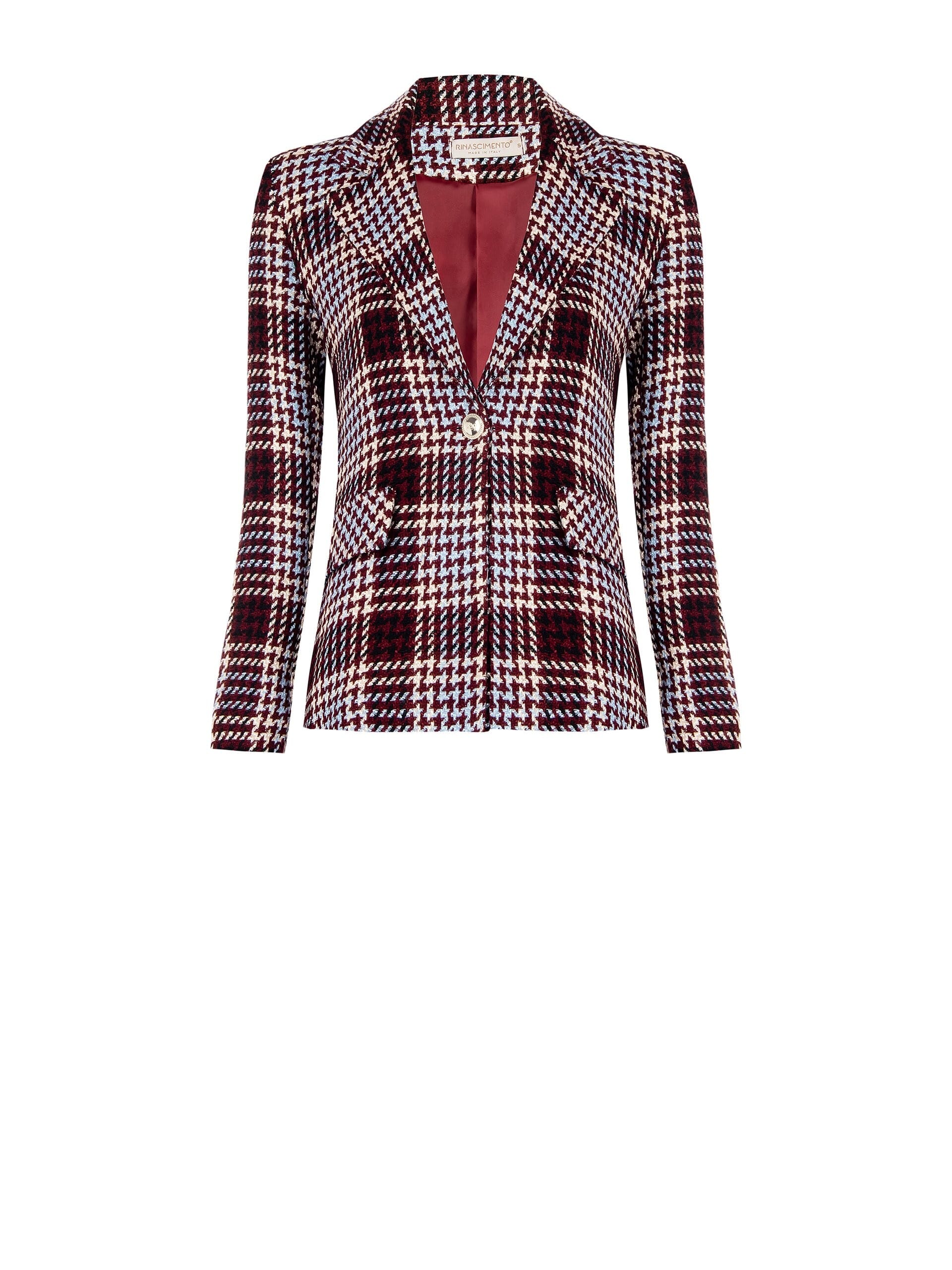 Rinascimento Houndstooth and Checked Knit Blazer Jacket