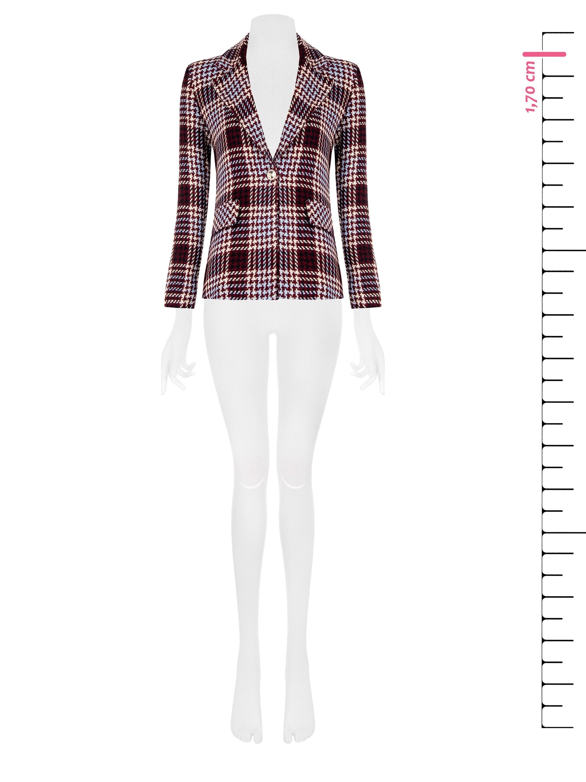 Rinascimento Houndstooth and Checked Knit Blazer Jacket