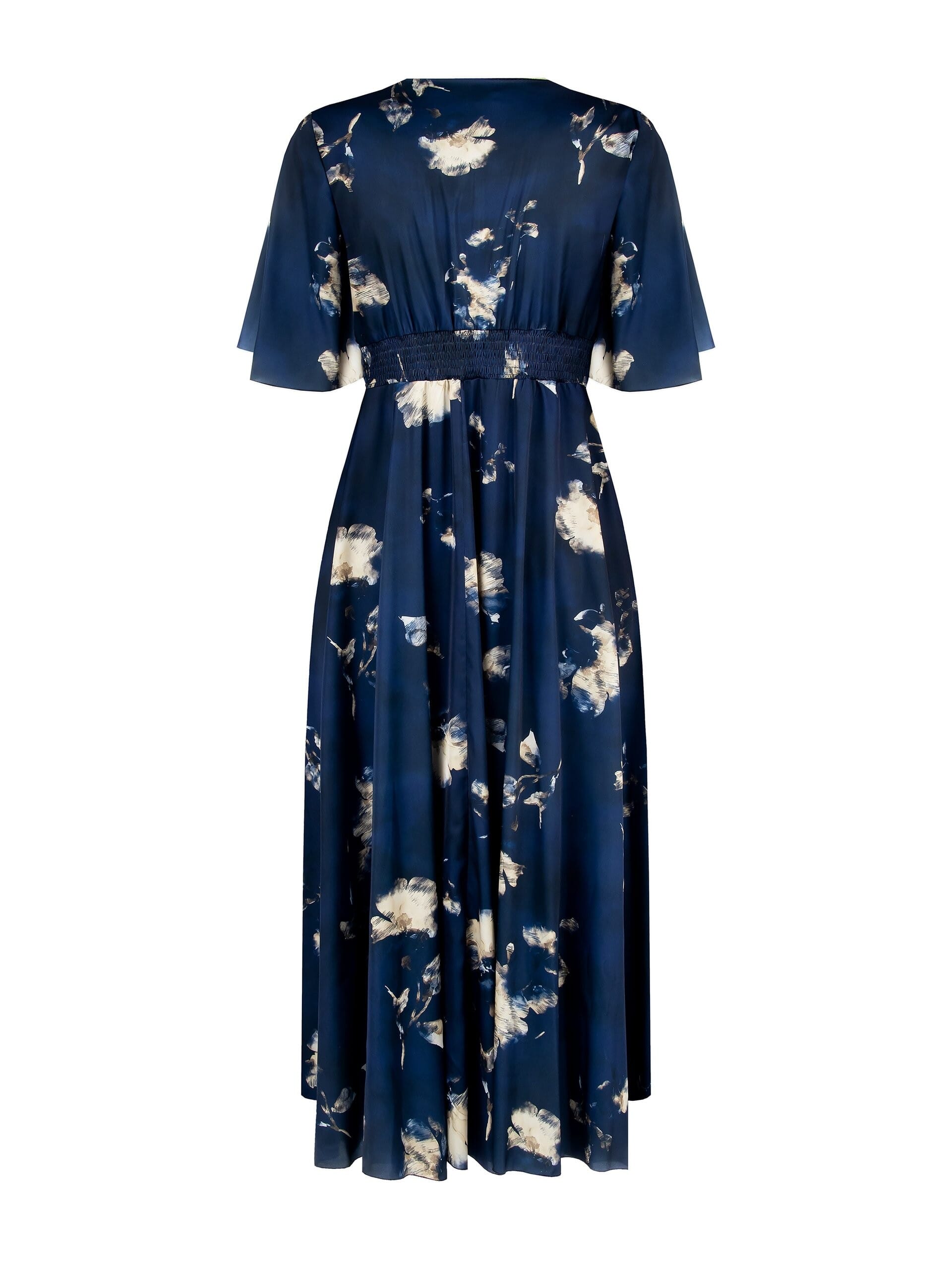 Abito Lungo Curvy In Raso A Fiori Con Scollo A V Rinascimento