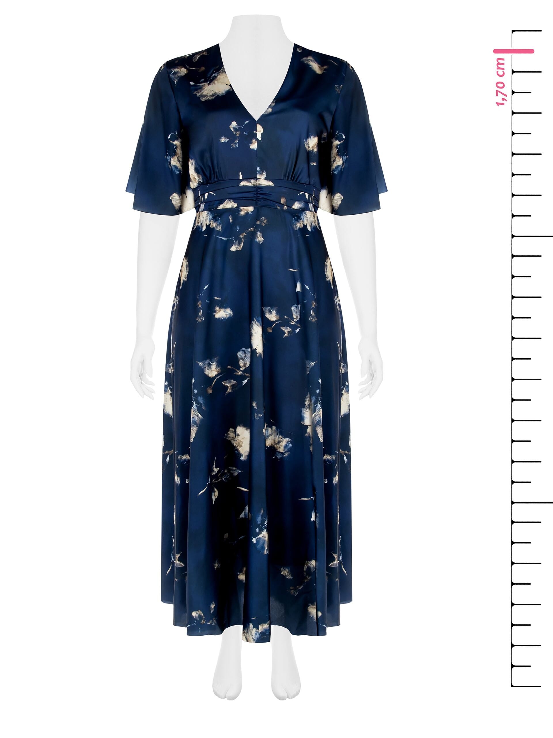 Abito Lungo Curvy In Raso A Fiori Con Scollo A V Rinascimento