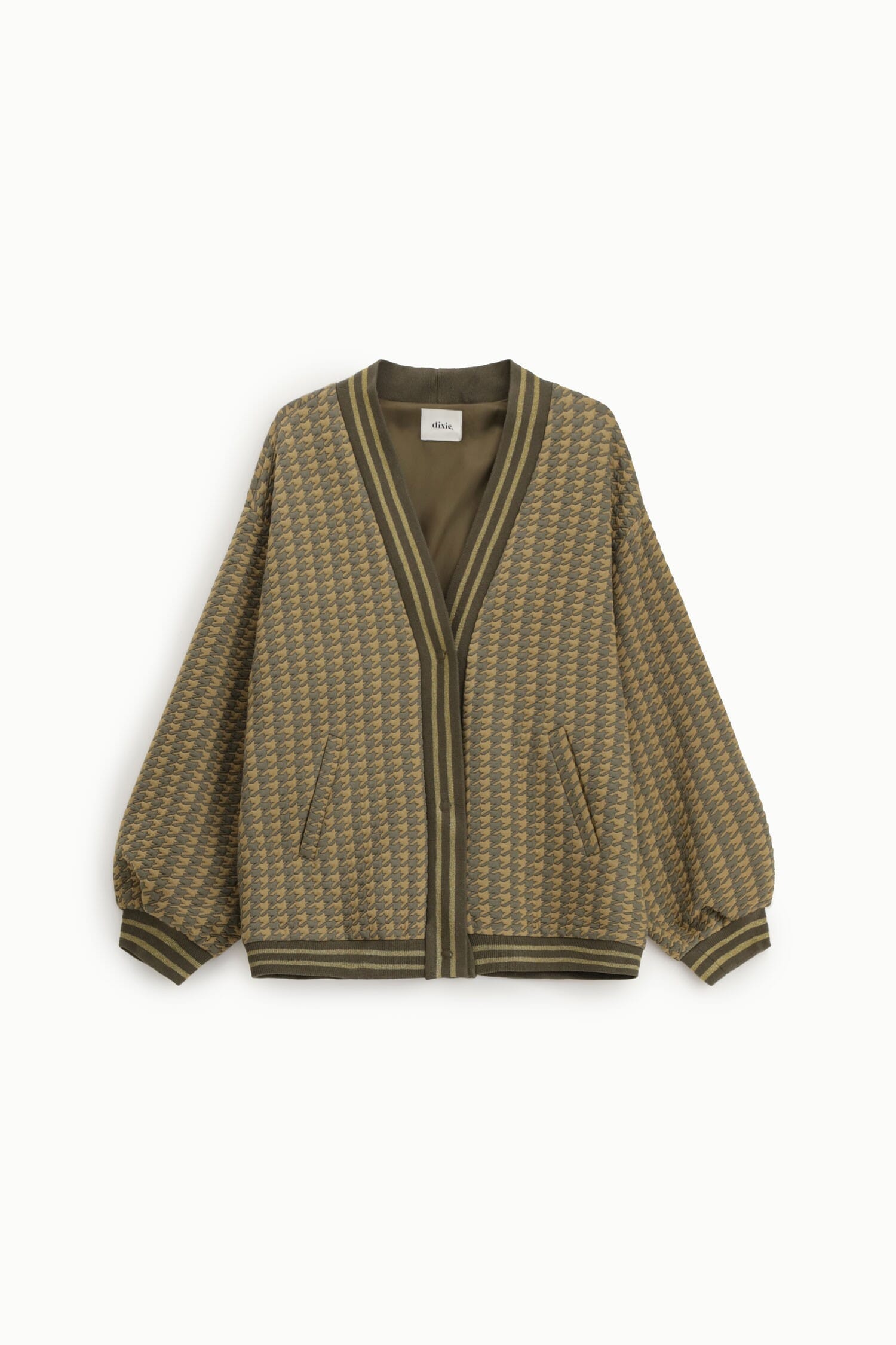 Bomber Jacket With Pied De Poule Pattern And Ribbed Detailing Dixie