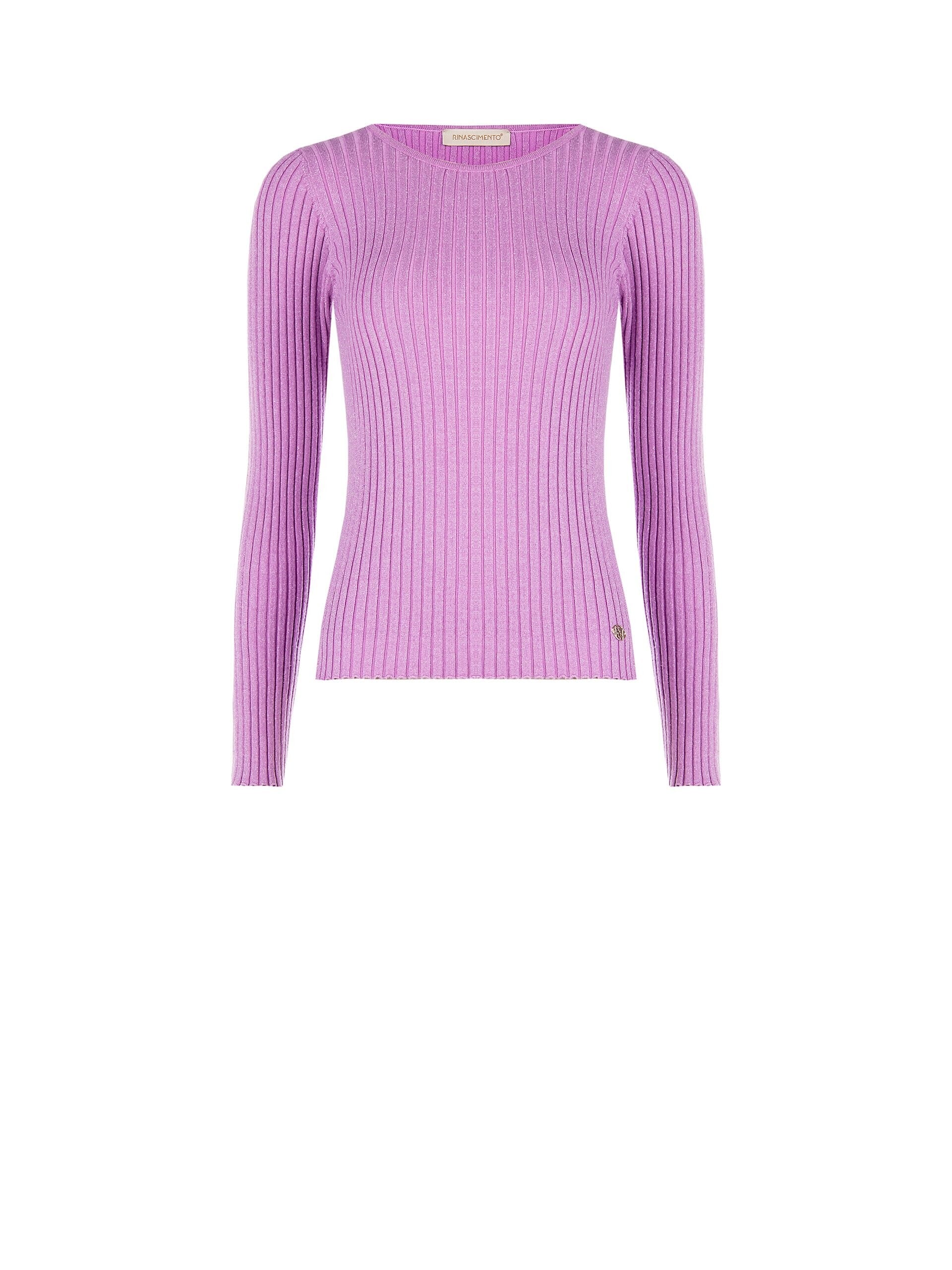 Maglione Aderente A Coste Con Lurex E Targhetta Logo RR Rinascimento