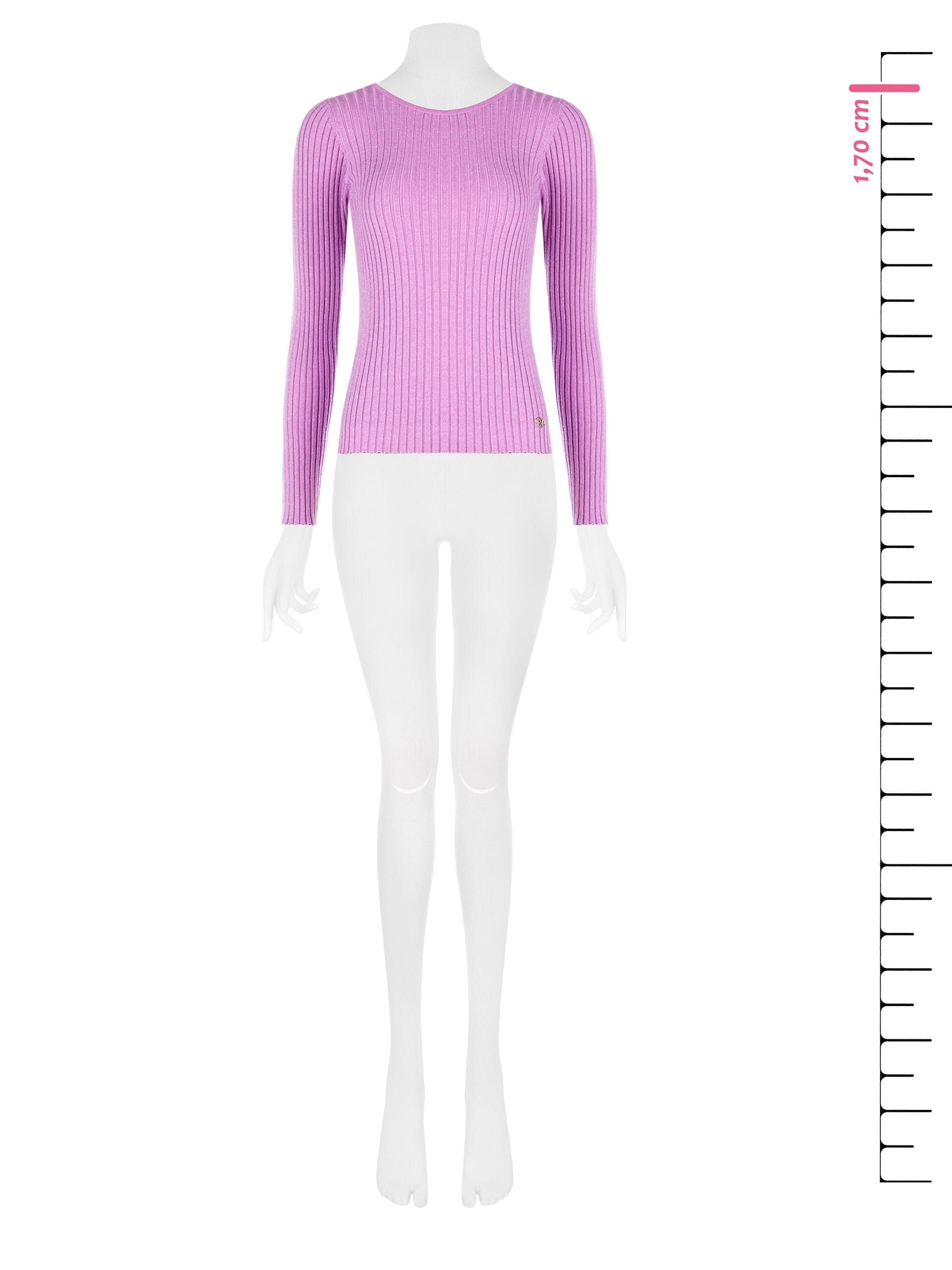 Maglione Aderente A Coste Con Lurex E Targhetta Logo RR Rinascimento