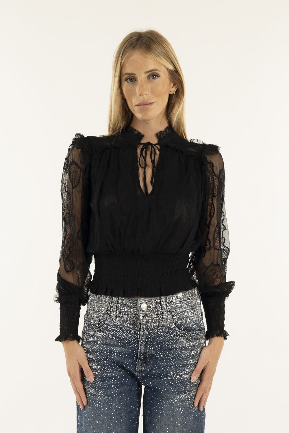 Blusa Pizzo Punto Smoke Kontatto