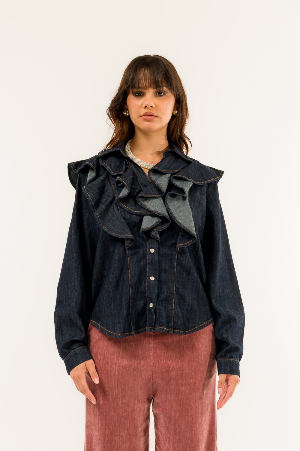 Camicia Denim Jabot Kontatto