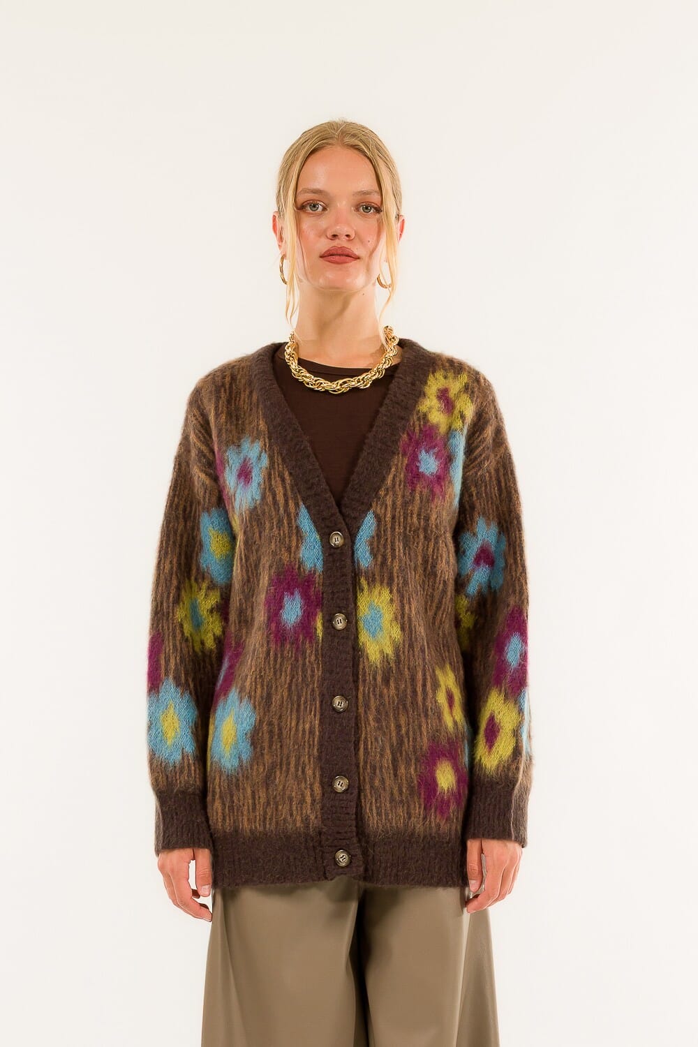 Cardigan Macula E Fiori Kontatto