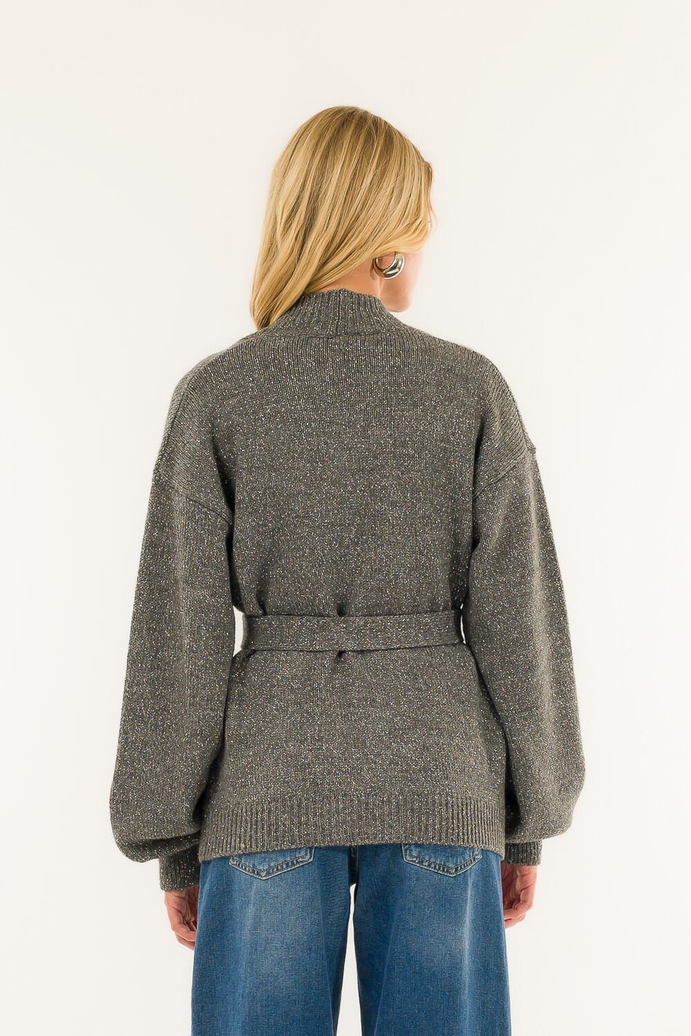 Cardigan With Belt And Brooch Kontatto