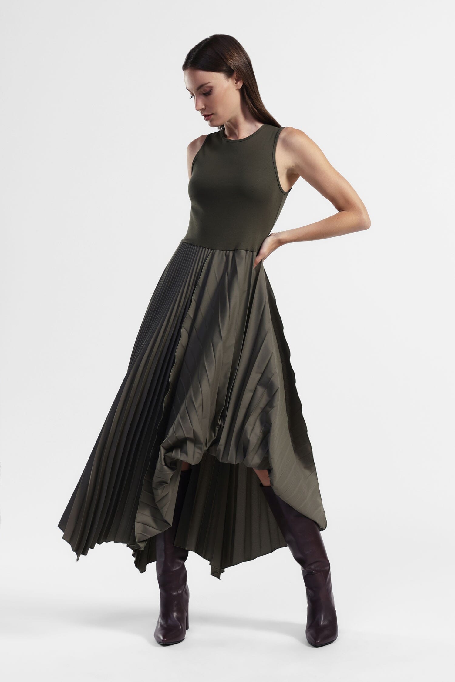 Abito Lungo Con Gonna Pieghevole Dixie