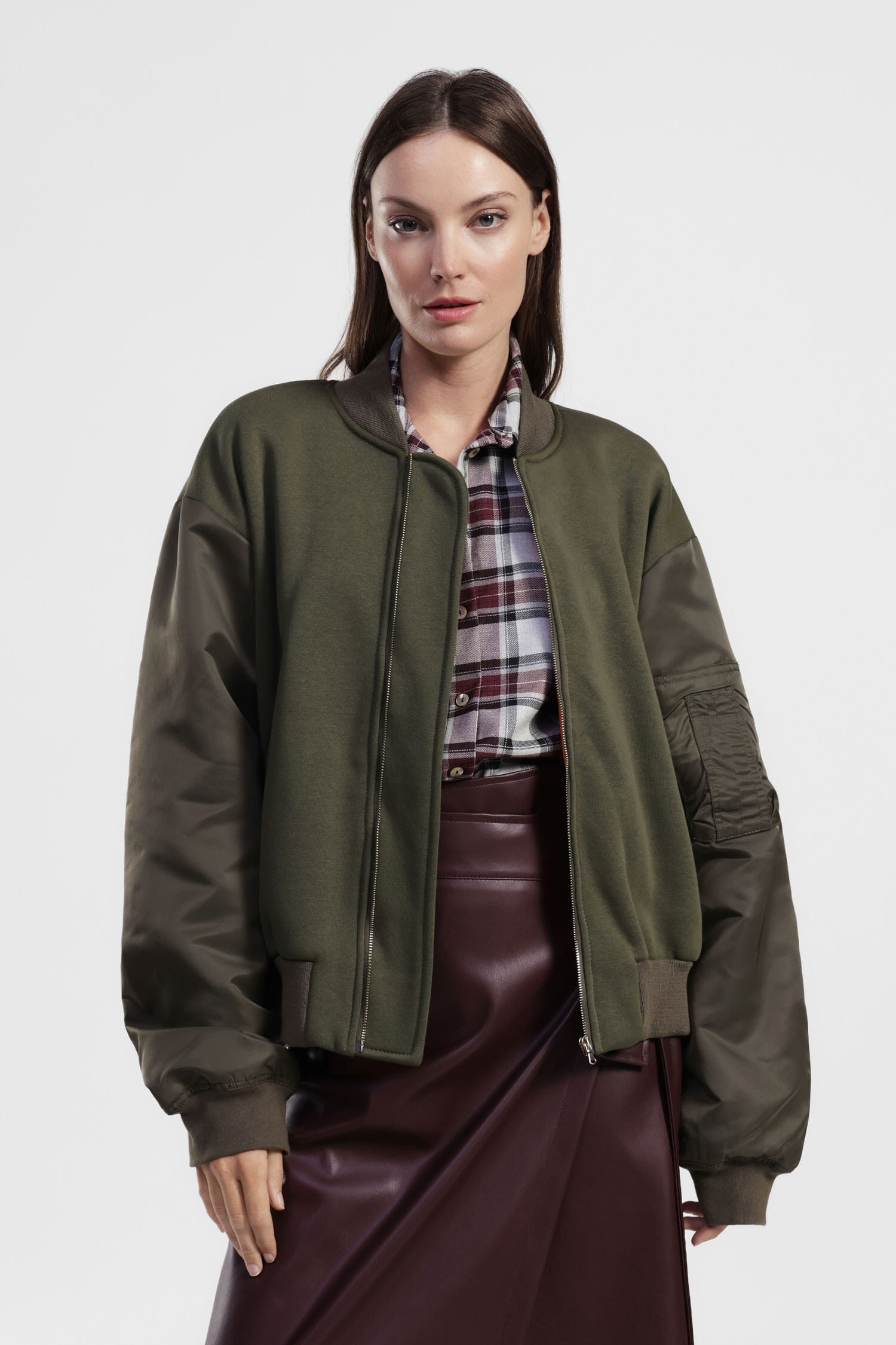 Bomber Jacket With Zip And Functional Pockets Dixie
