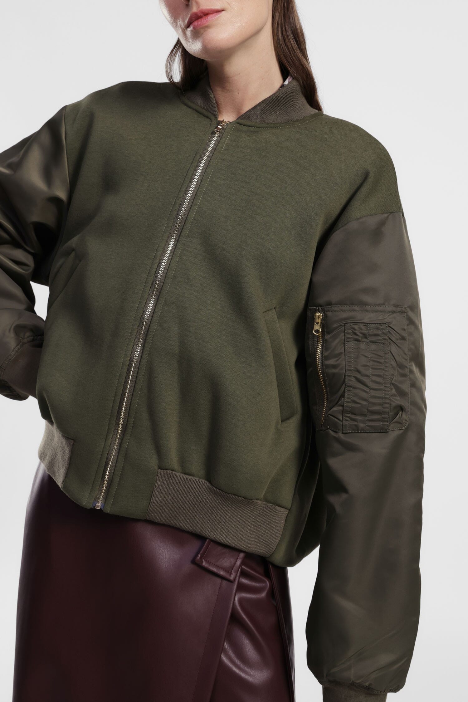 Bomber Jacket With Zip And Functional Pockets Dixie