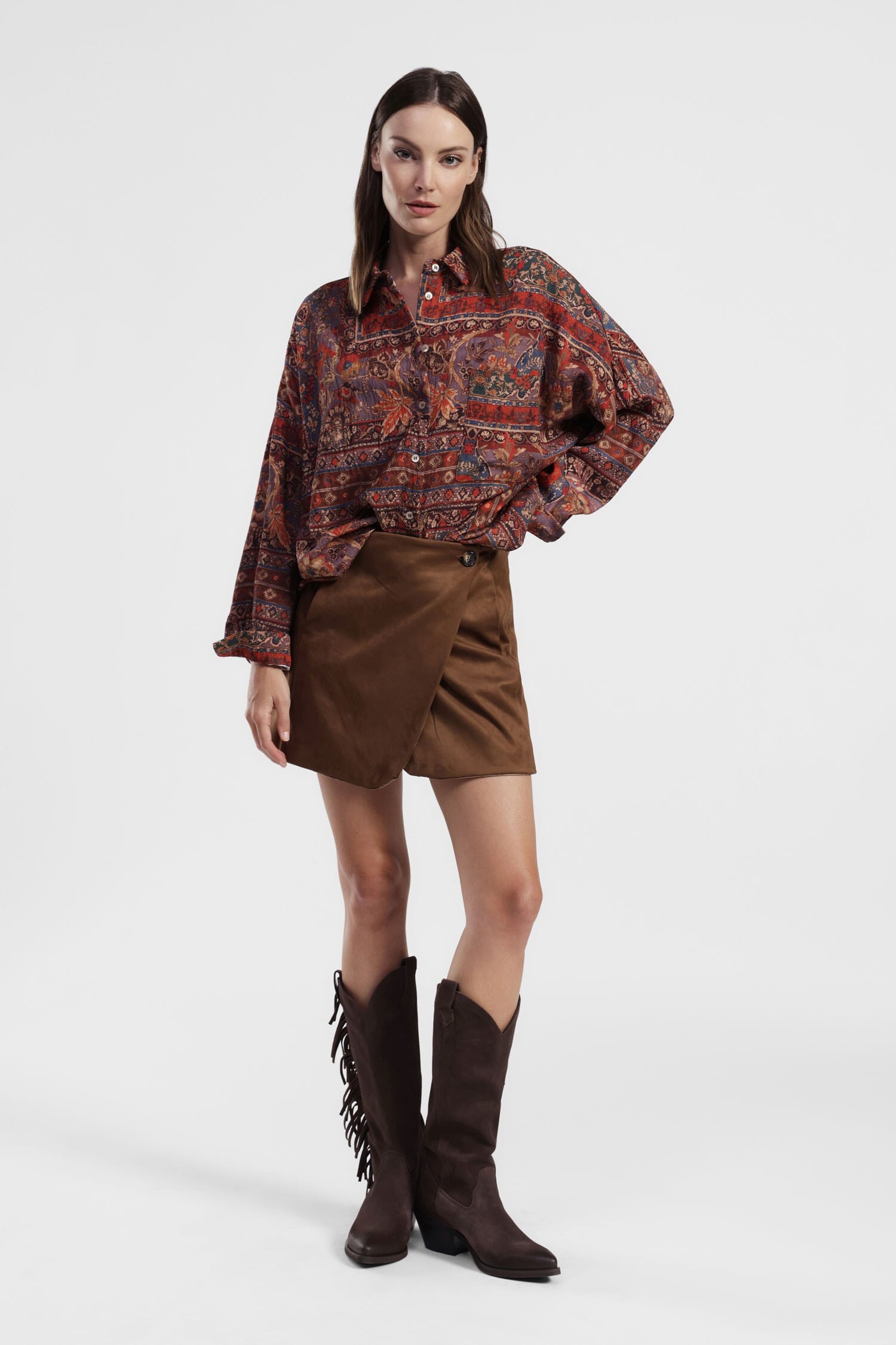 Jupe courte à fermeture portefeuille Dixie