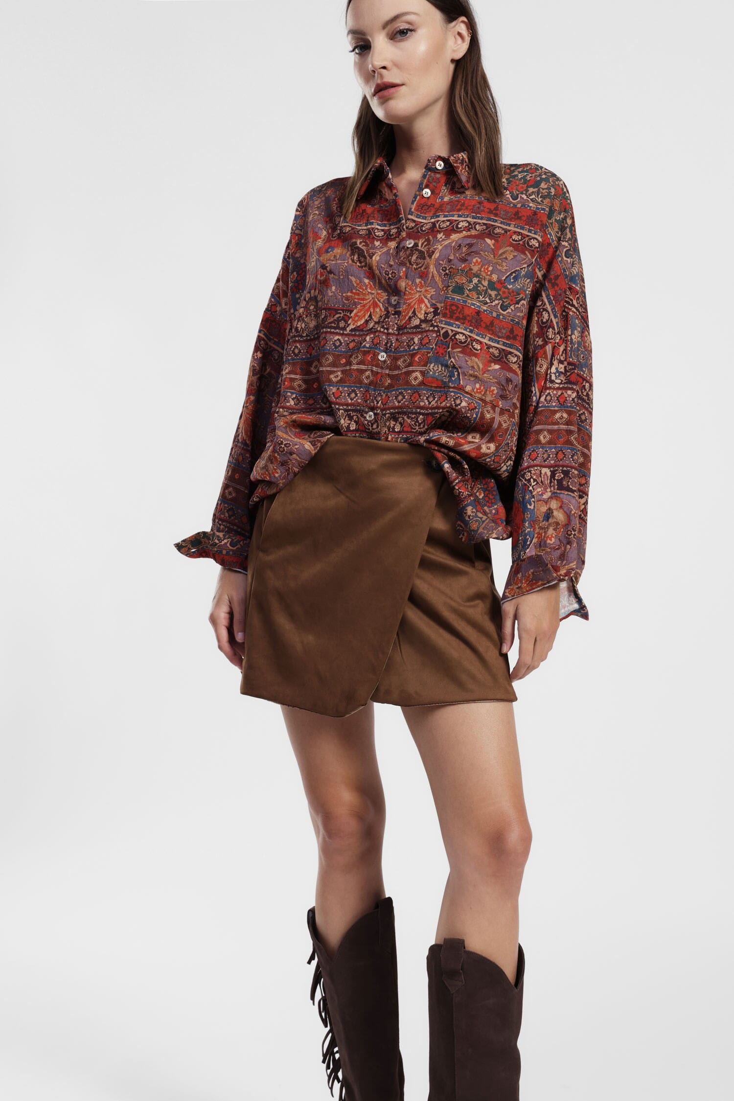 Jupe courte à fermeture portefeuille Dixie