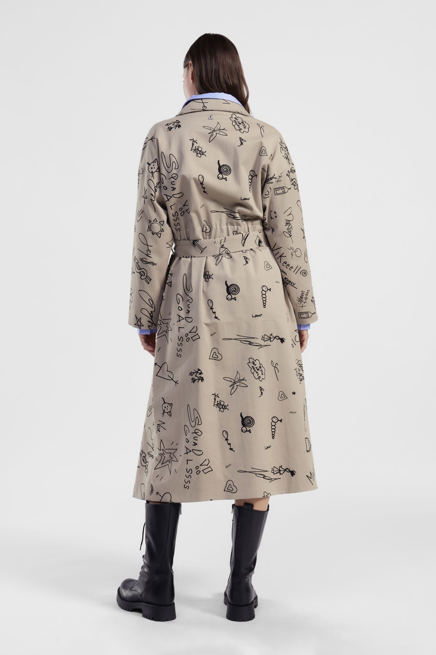Trench-Coat Long Patterned Waistband Dixie
