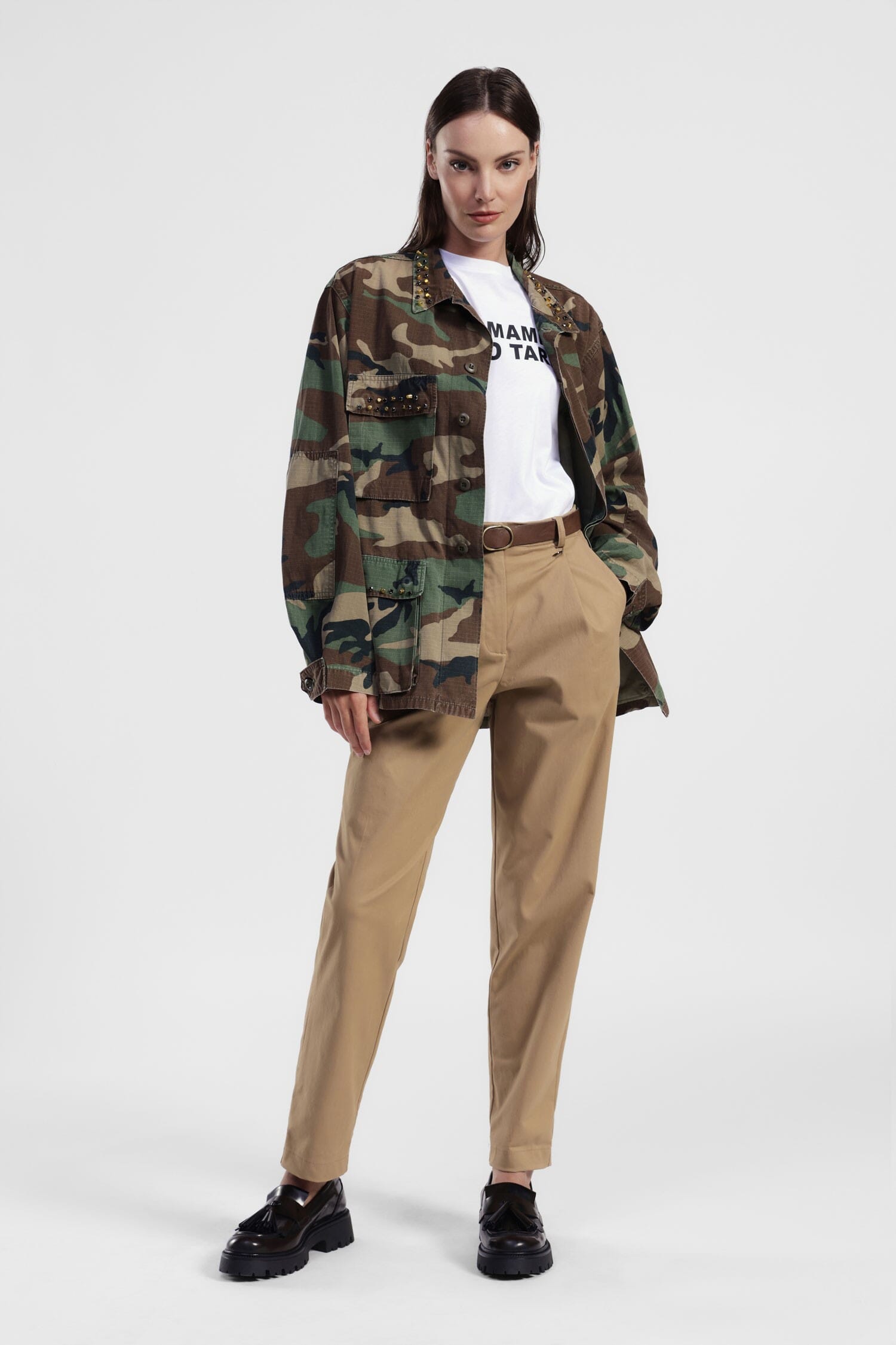 Trousers Chino Fit Con Cintura Decorativa E Risvolto Dixie