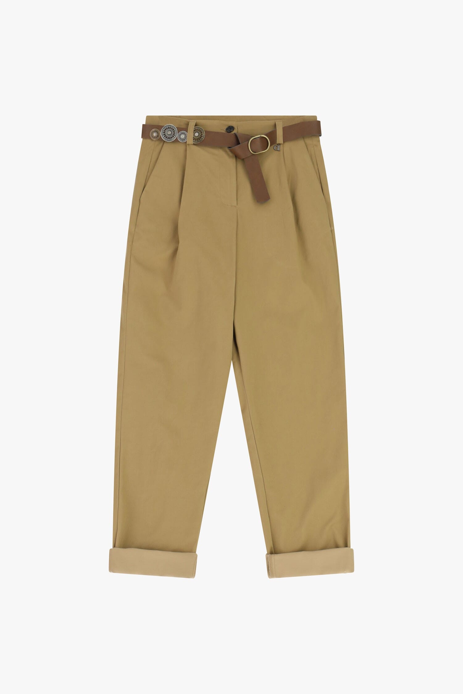 Trousers Chino Fit Con Cintura Decorativa E Risvolto Dixie