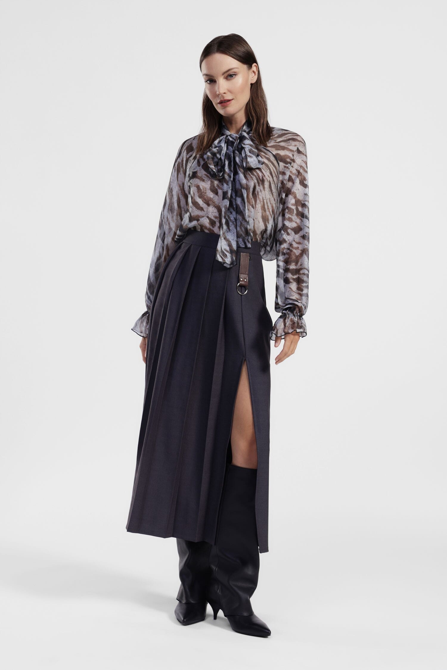 Pleated Skirt With Decorative Strap Dixie