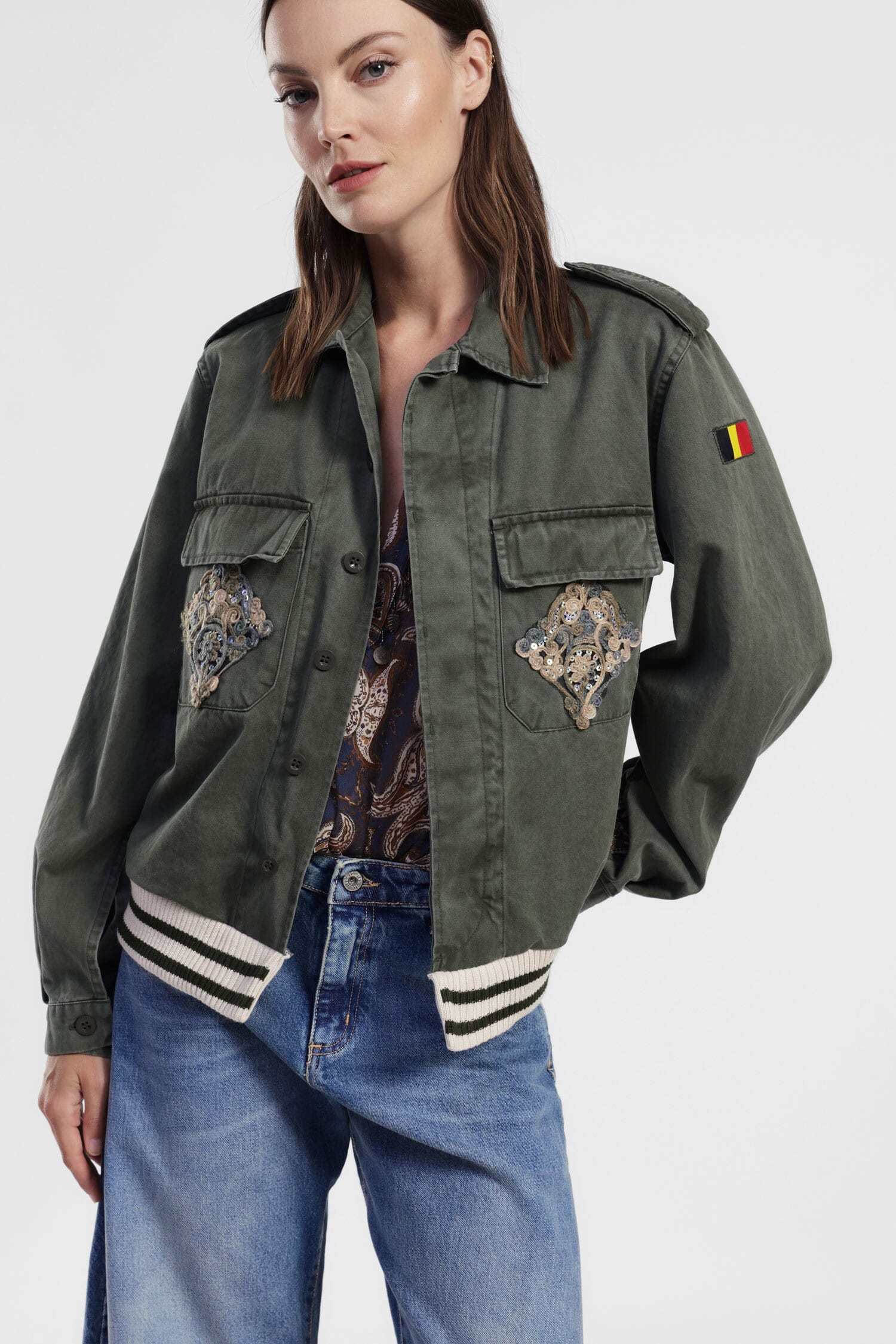 Giacca Camicia Con Tasche Ricamate E Dettagli A Coste Dixie