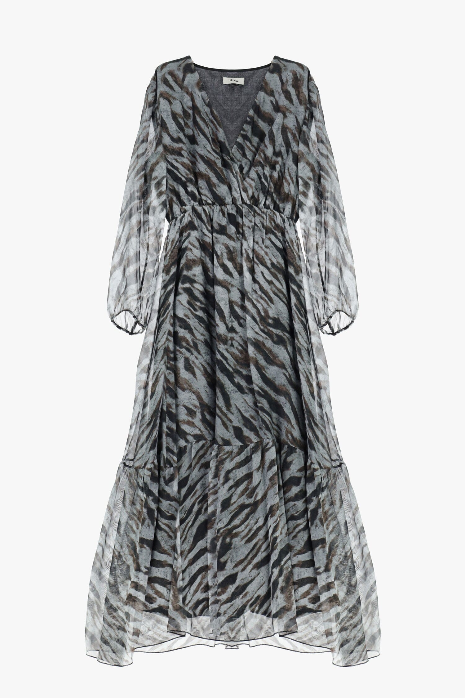 Abito Lungo Stampa Animalier Maniche Leggere Dixie