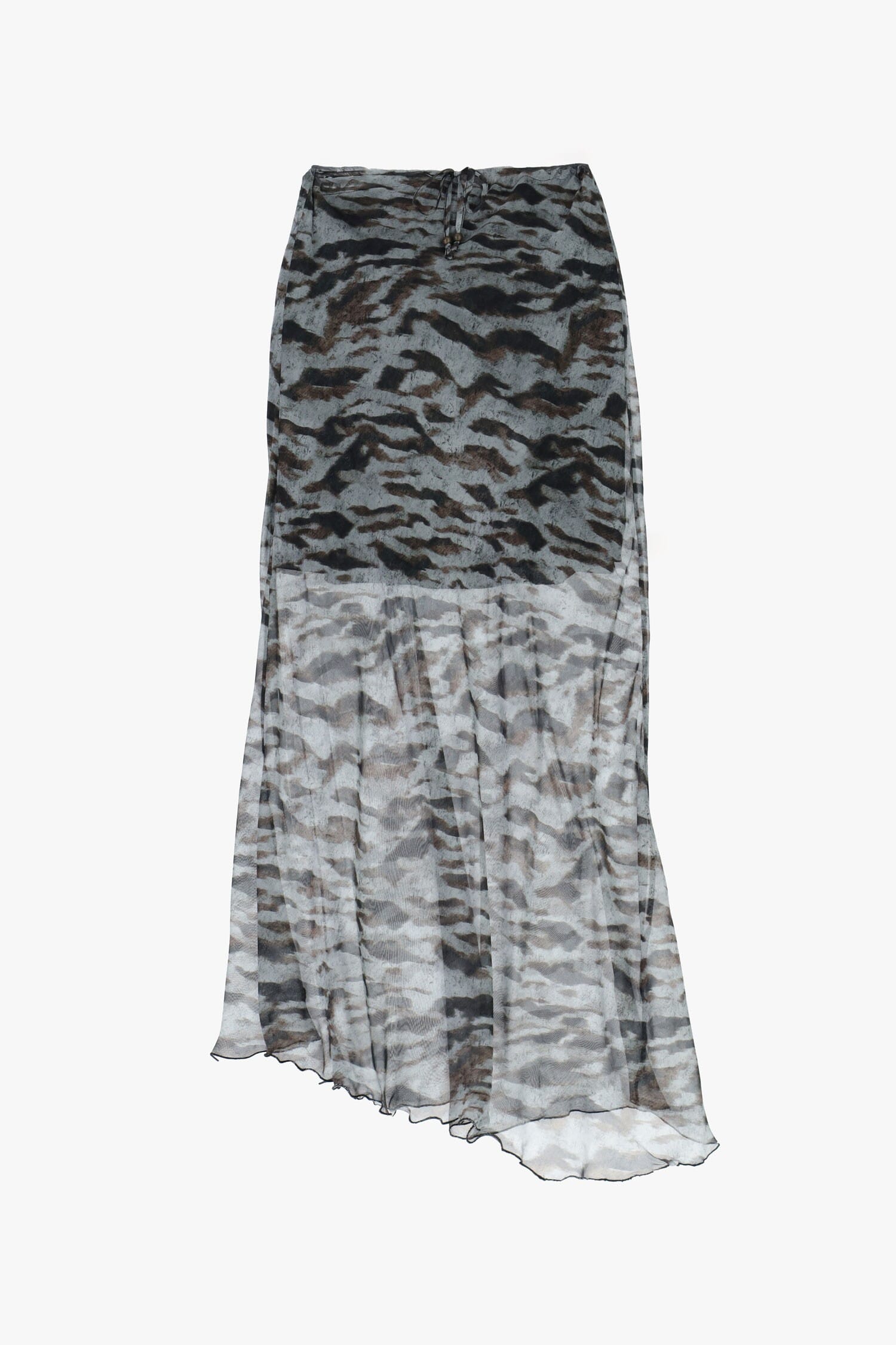 Animal Print Long Skirt With Asymmetrical Bottom Dixie