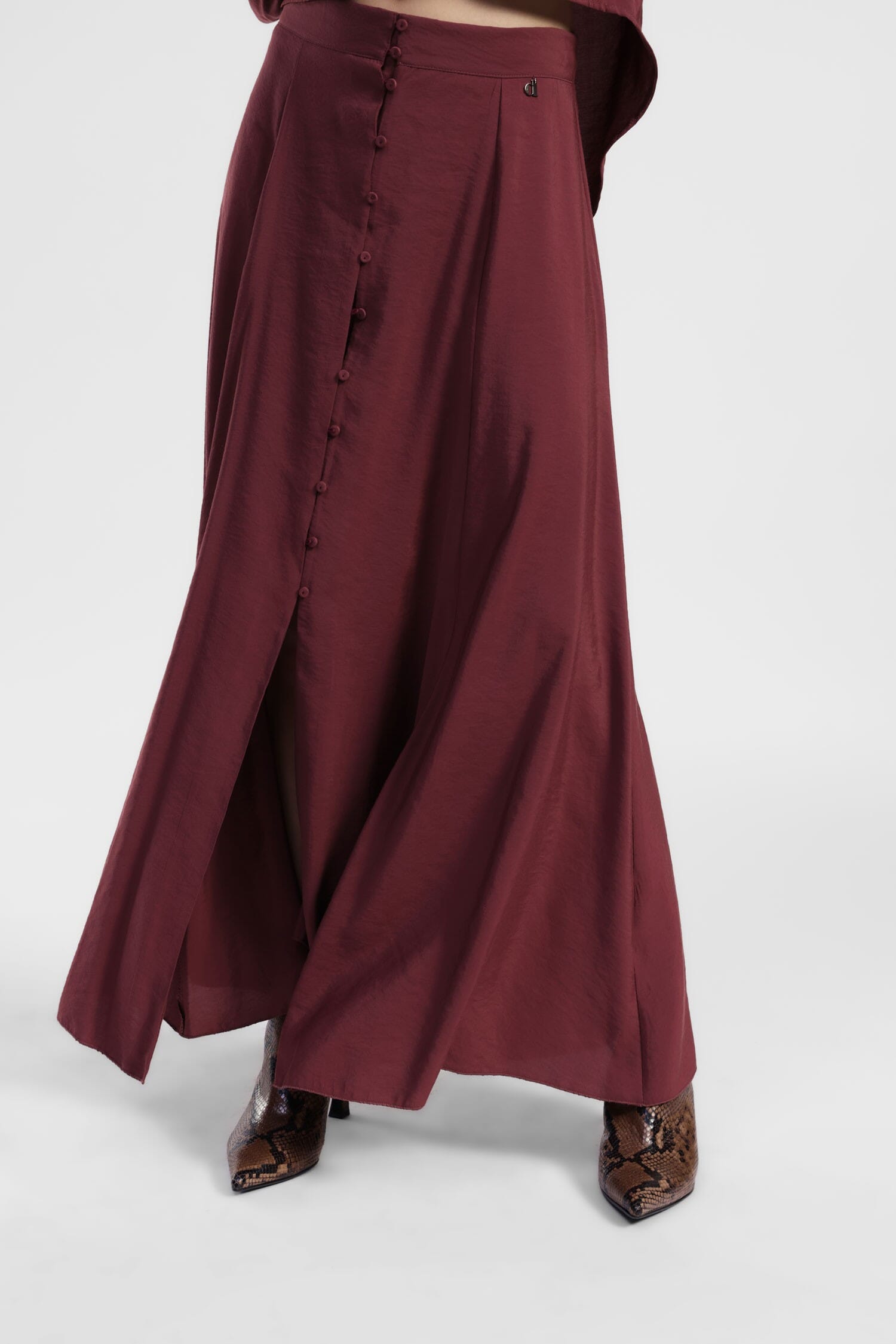 Gonna Lunga Con Bottoni Frontali E Pieghe Dixie