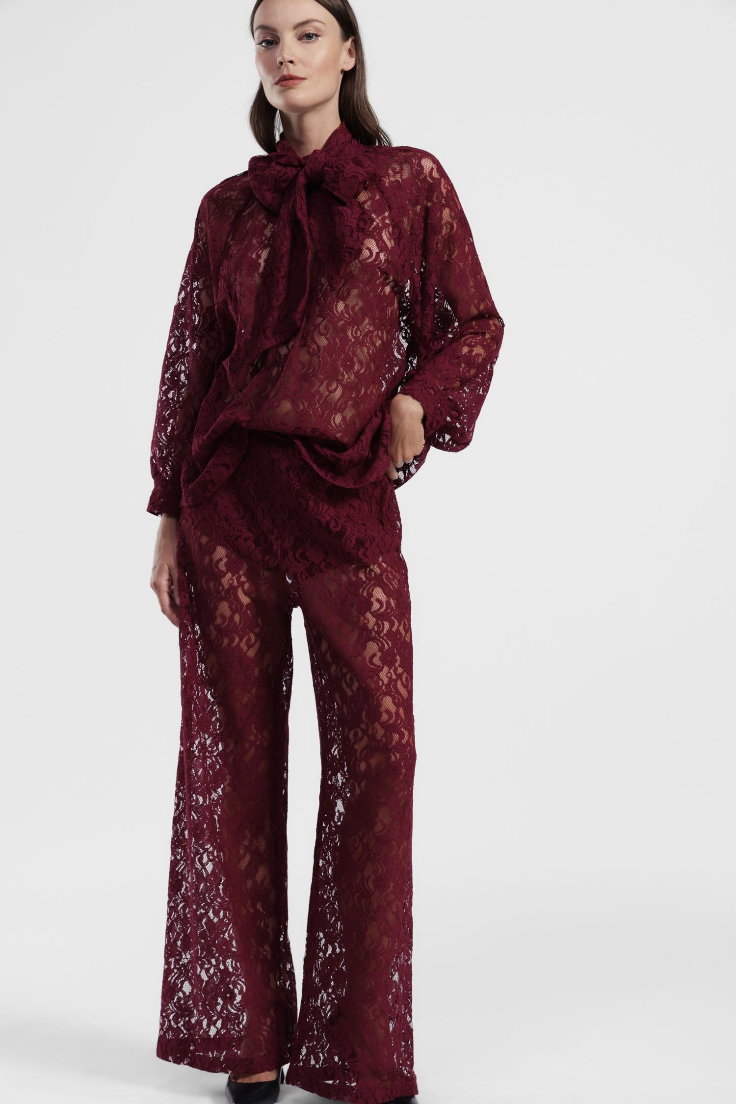 Pantaloni Palazzo In Pizzo Con Taglio Ampio Dixie