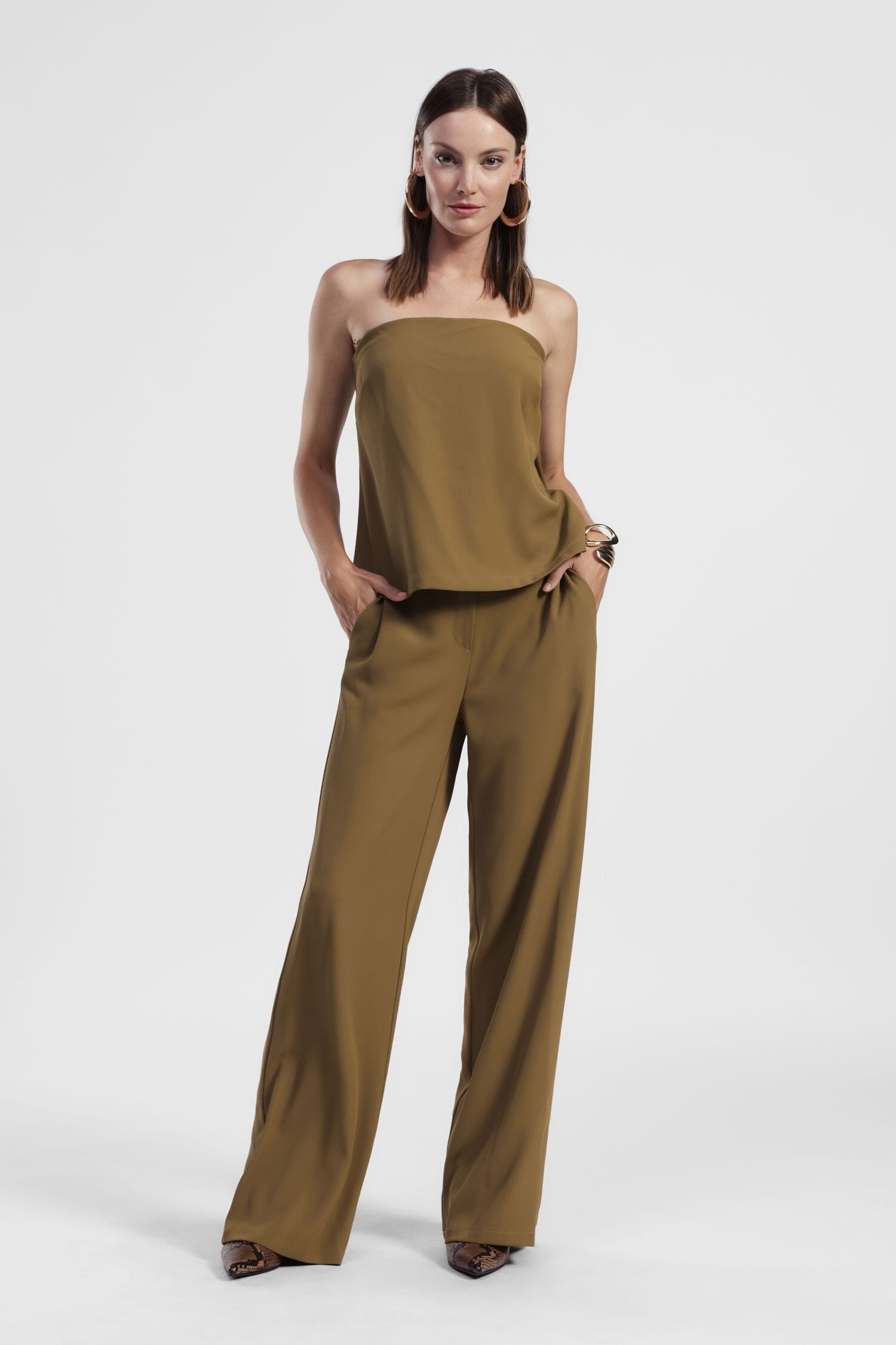 Pantaloni Palazzo Con Piega Centrale E Tasche Dixie