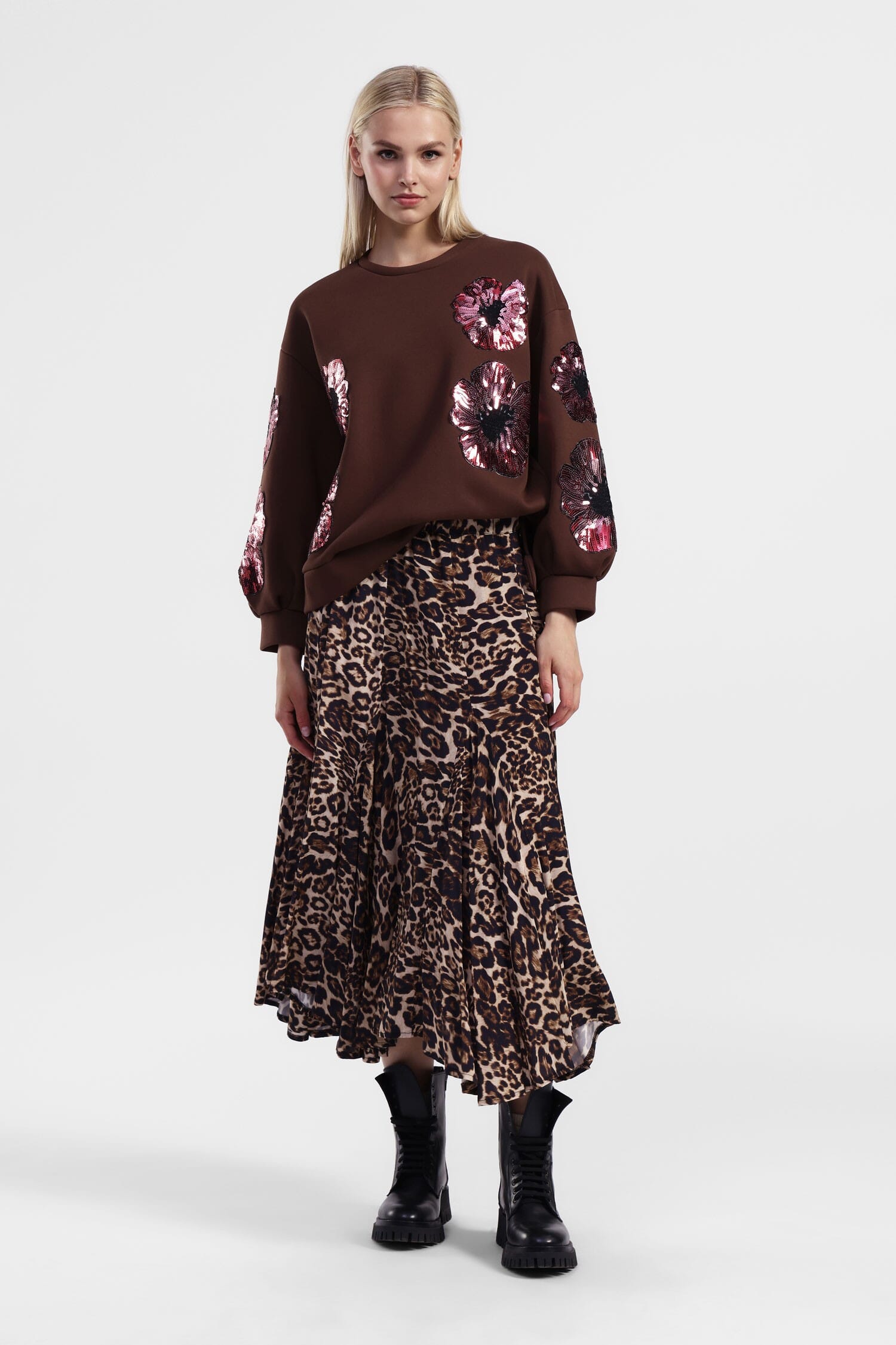 Gonna Mid-Lunghezza Stampa Animalier Dixie