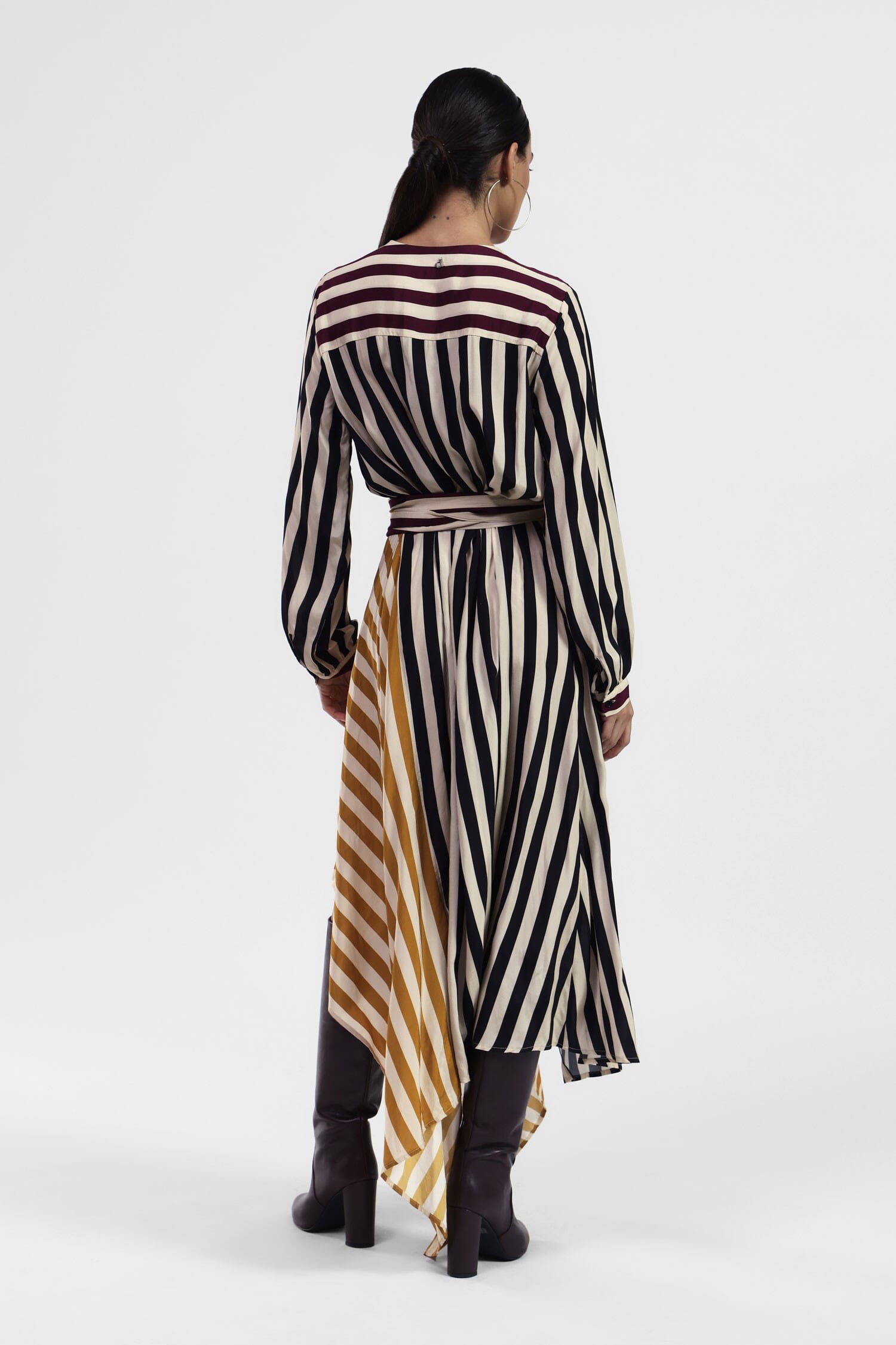 Abito Lungo A Righe Con Fascia Dixie