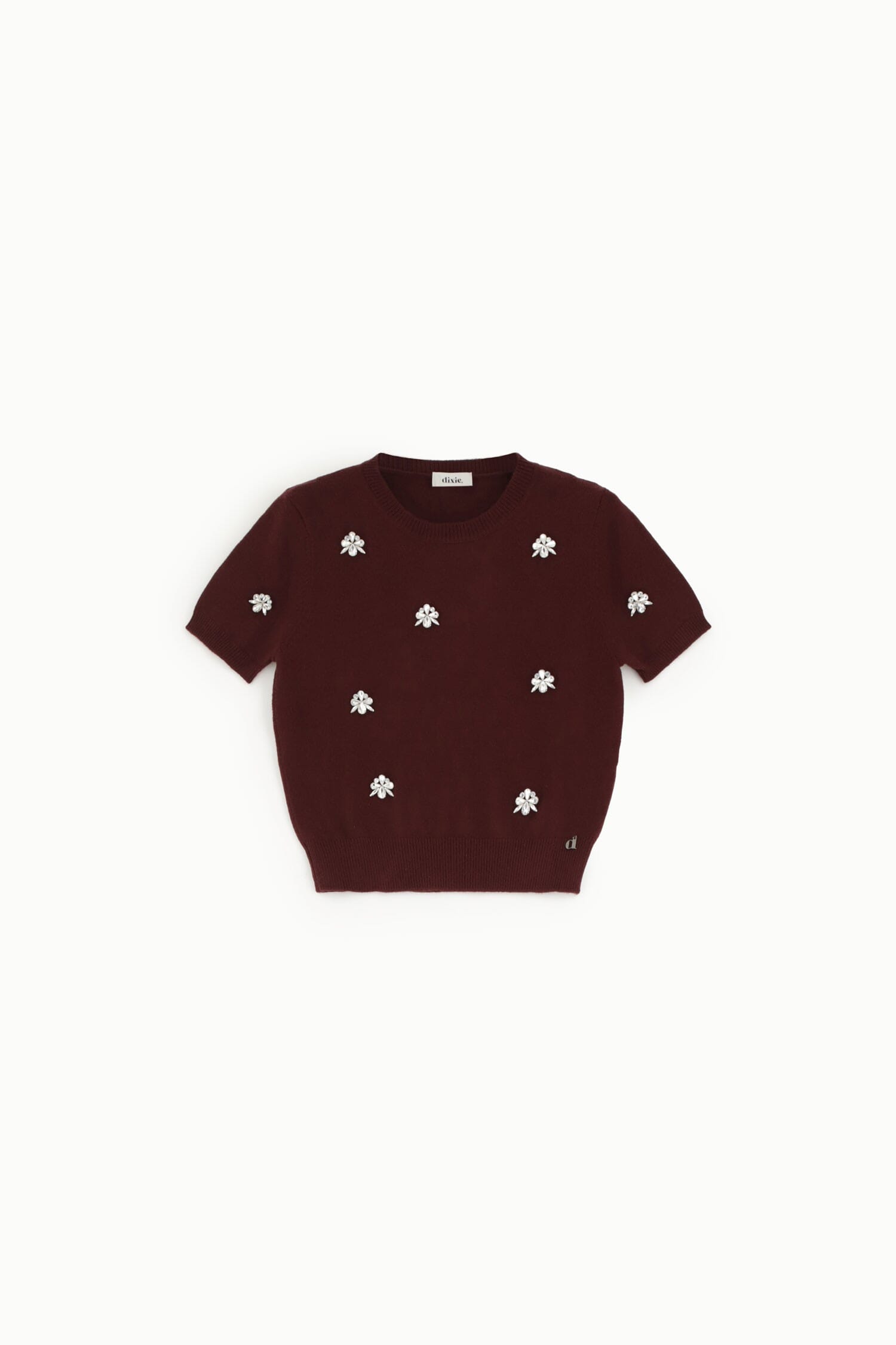 Dixie Short Sweater With Floral Appliqués