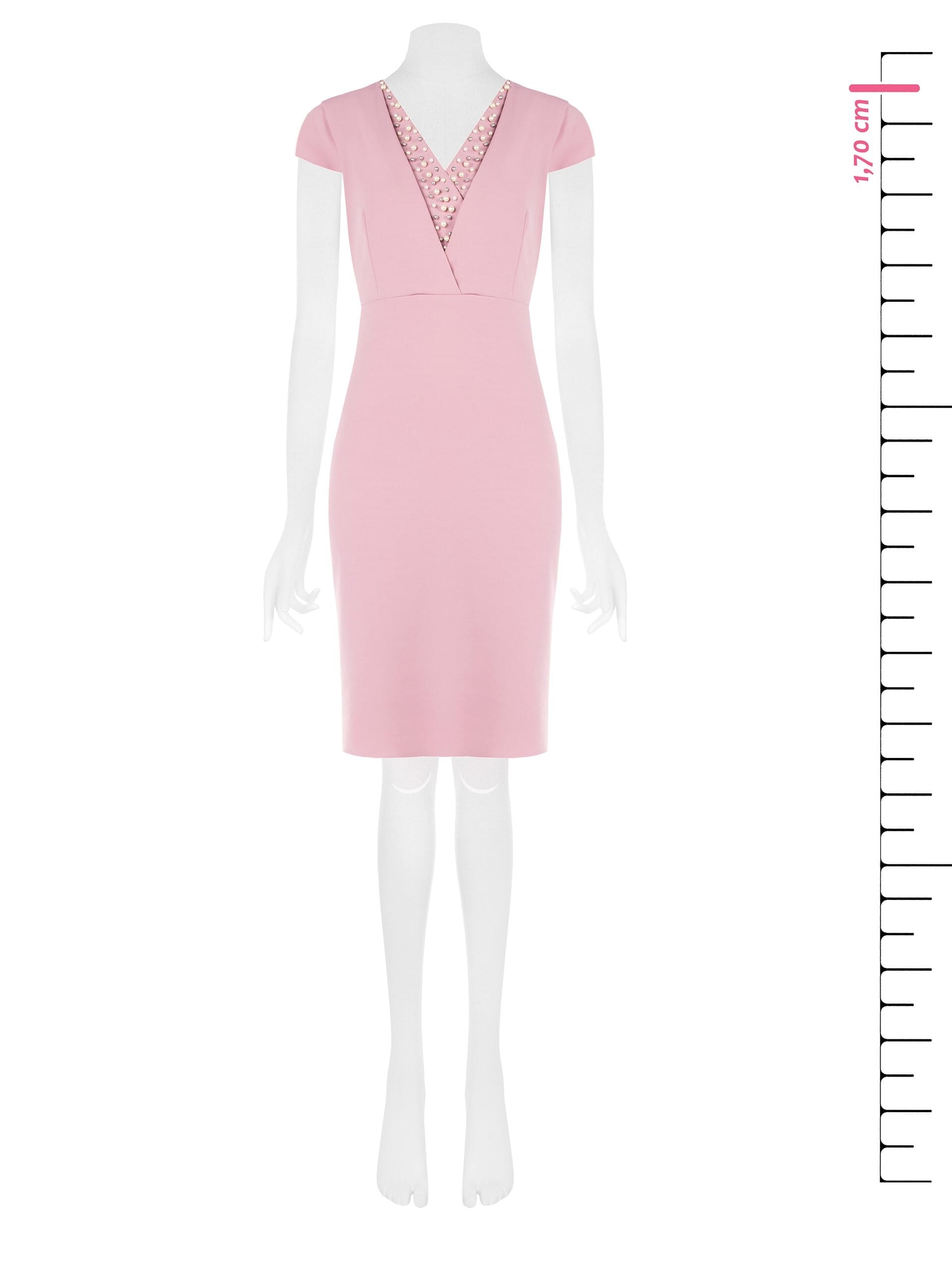 Abito A Tubino In Scuba Crepe Con Scollo A V E Perle Rinascimento