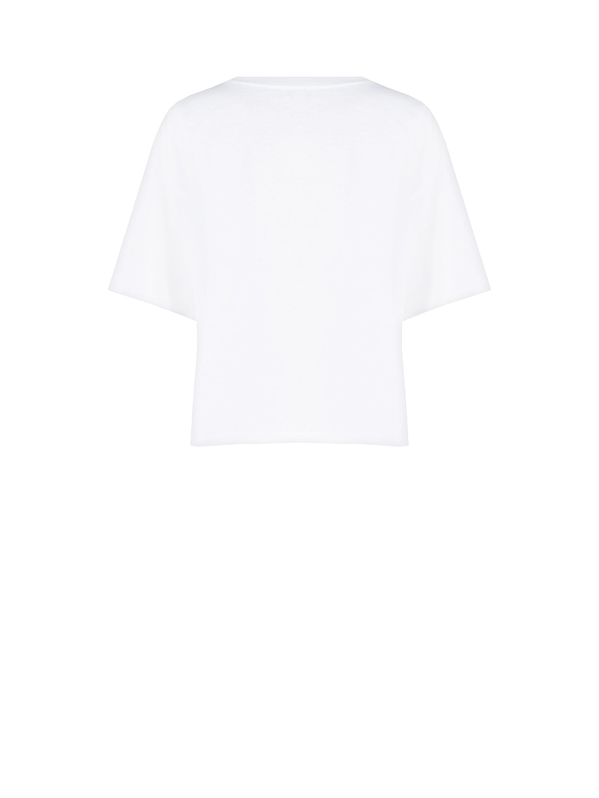 T-Shirt Regular In Misto Cotone Con Stampa Cat Con Occhiali E Strass Rinascimento