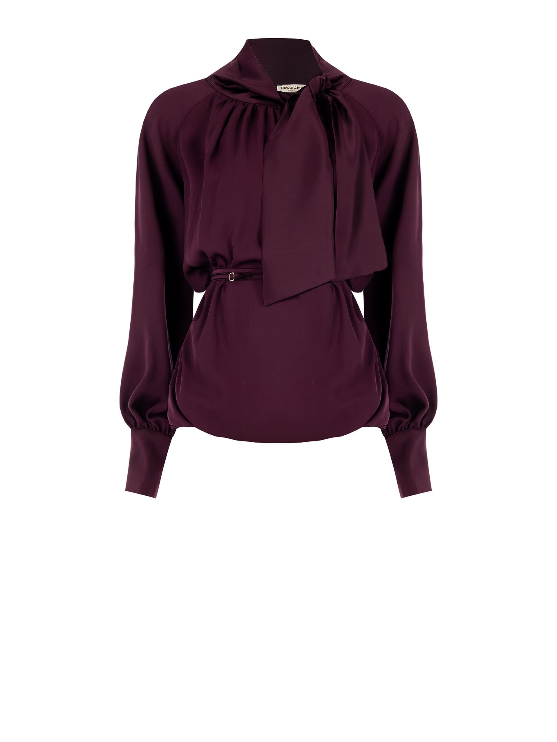 Chemisier ballon en satin avec ceinture cintrée Rinascimento