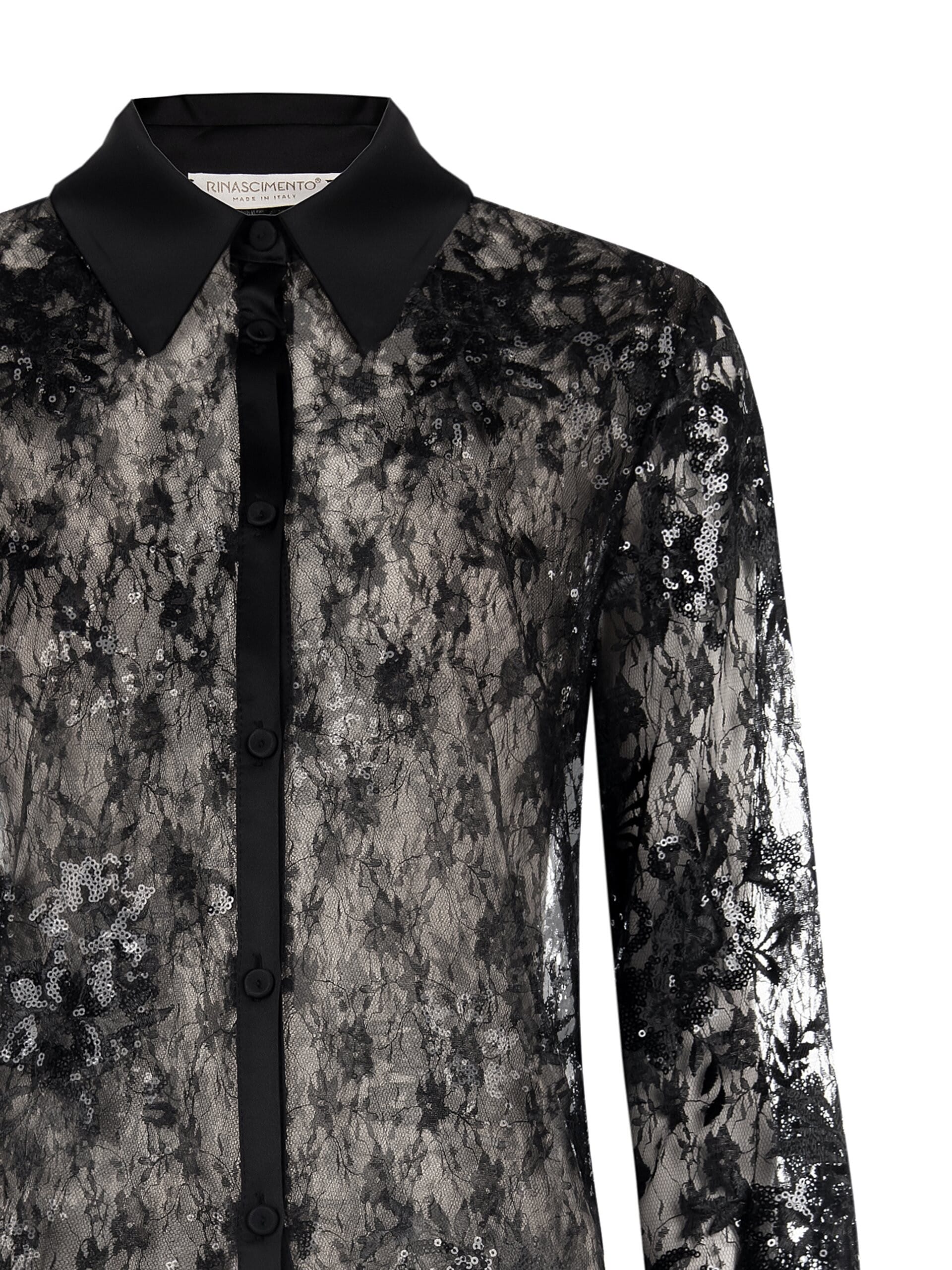 Camicia In Pizzo Con Paillettes Rinascimento